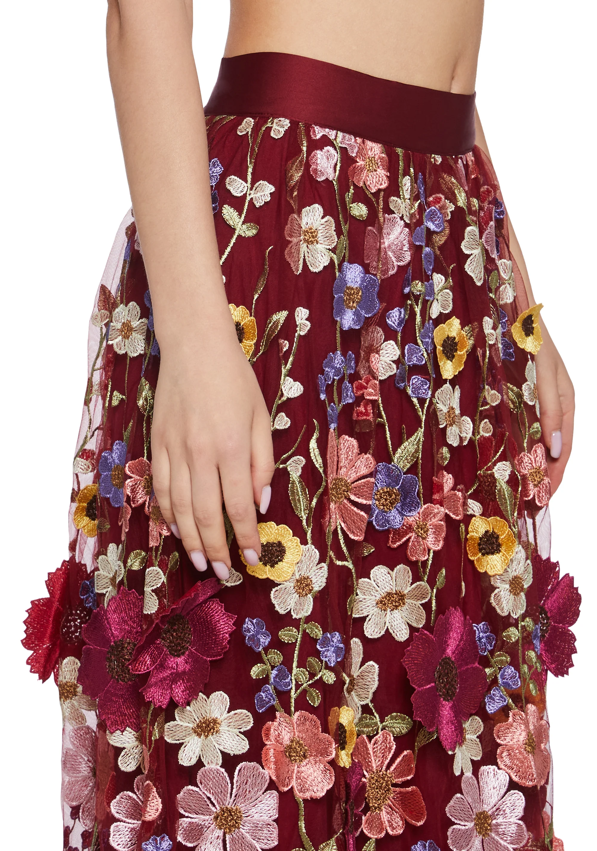 Floral Dreams Maxi Skirt - Burgundy - Image 5