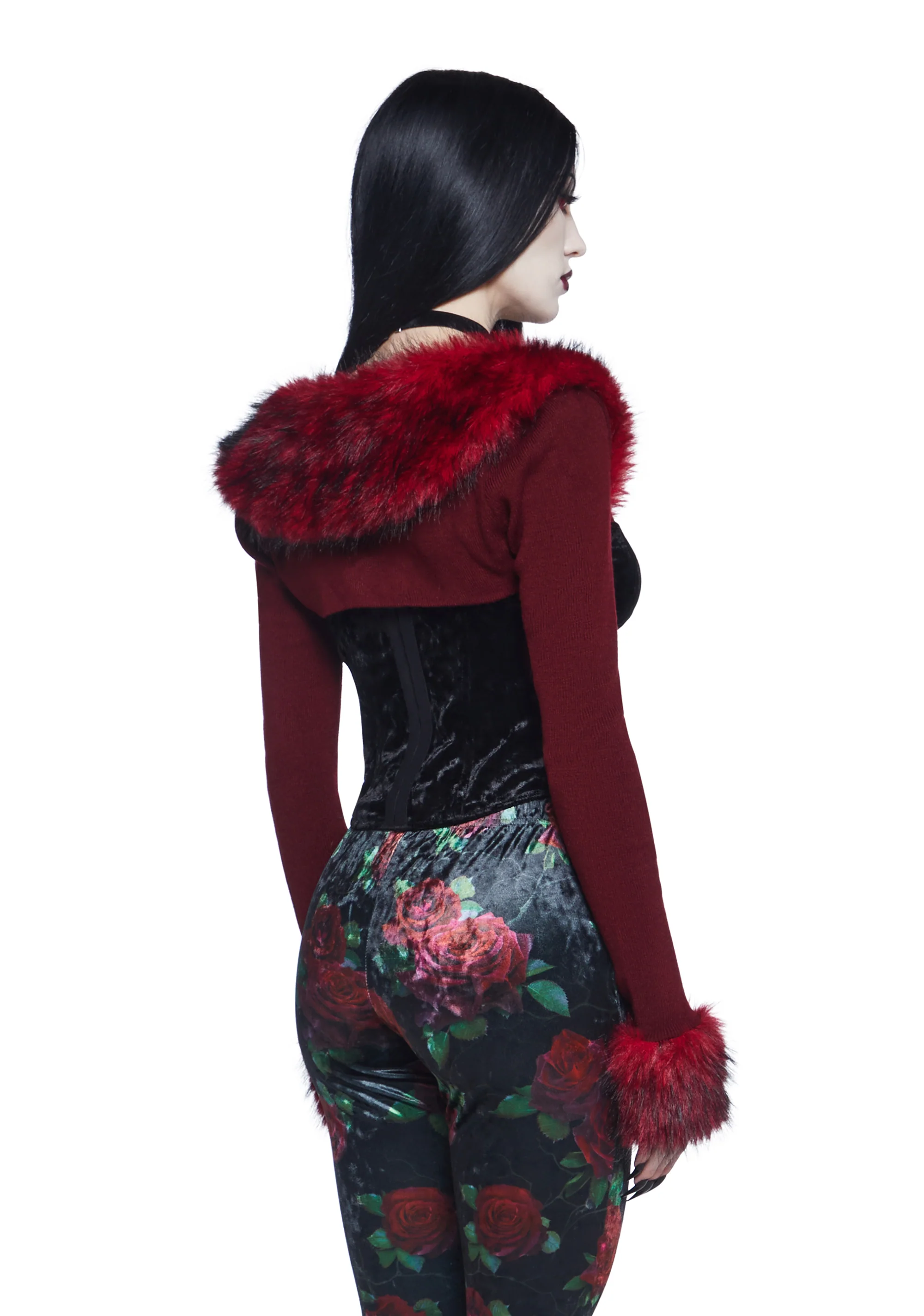 Becoming Mine Faux Fur Shrug - Red - Image 4