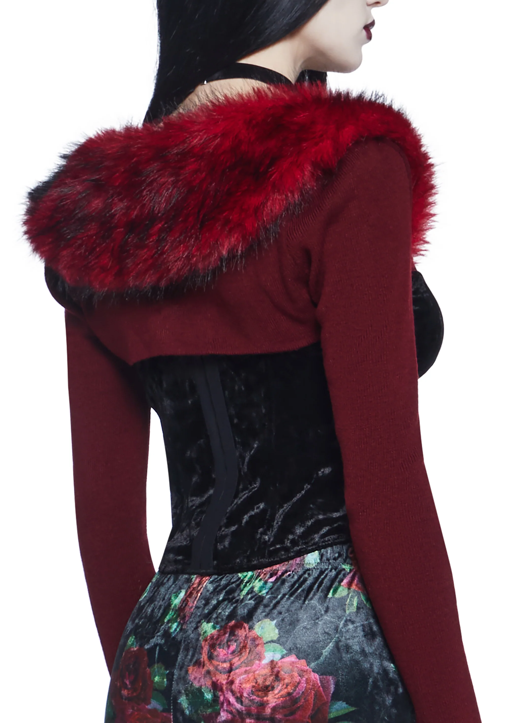 Becoming Mine Faux Fur Shrug - Red - Image 5