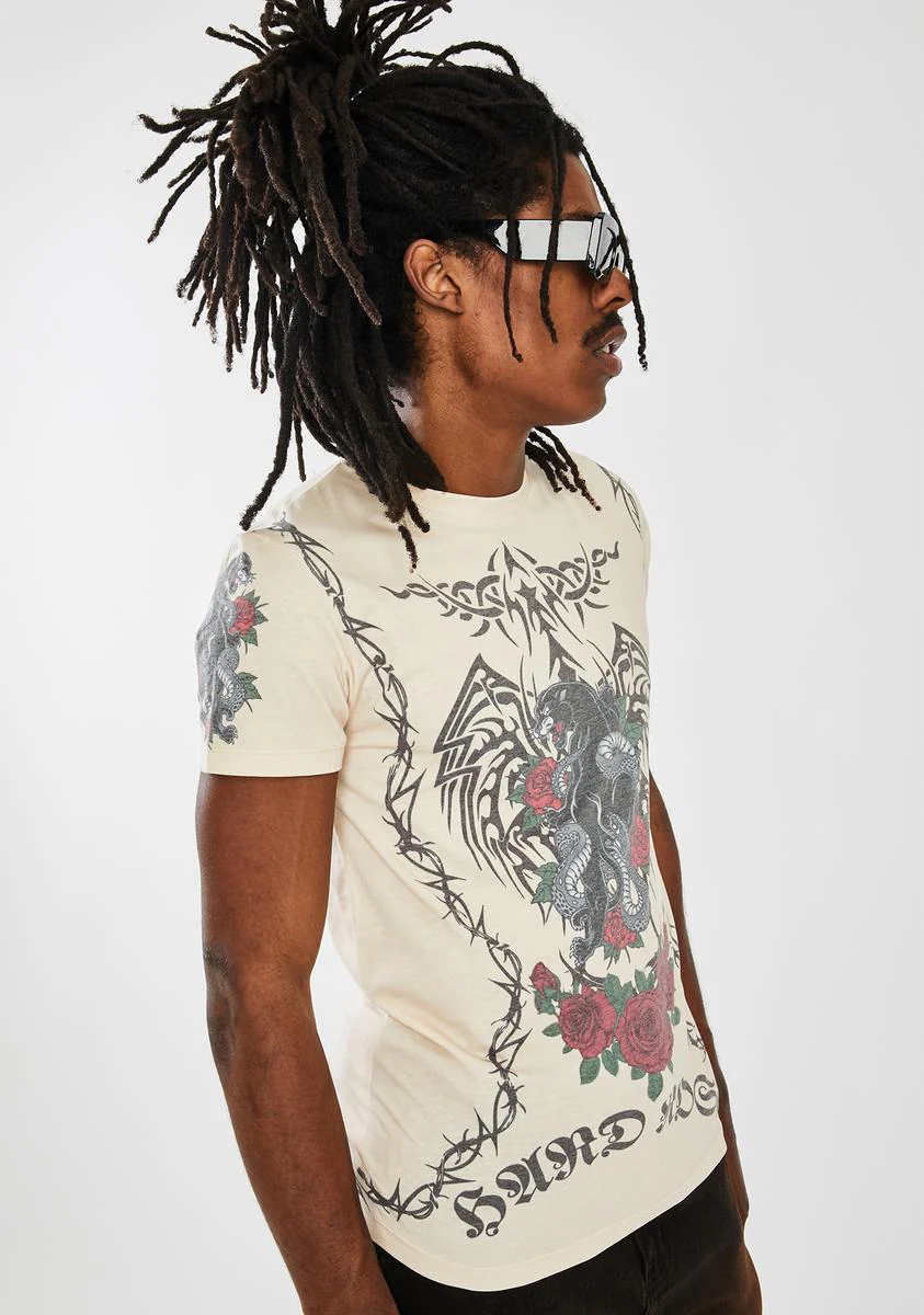 Beige Tattoo Graphic Tee - Image 2