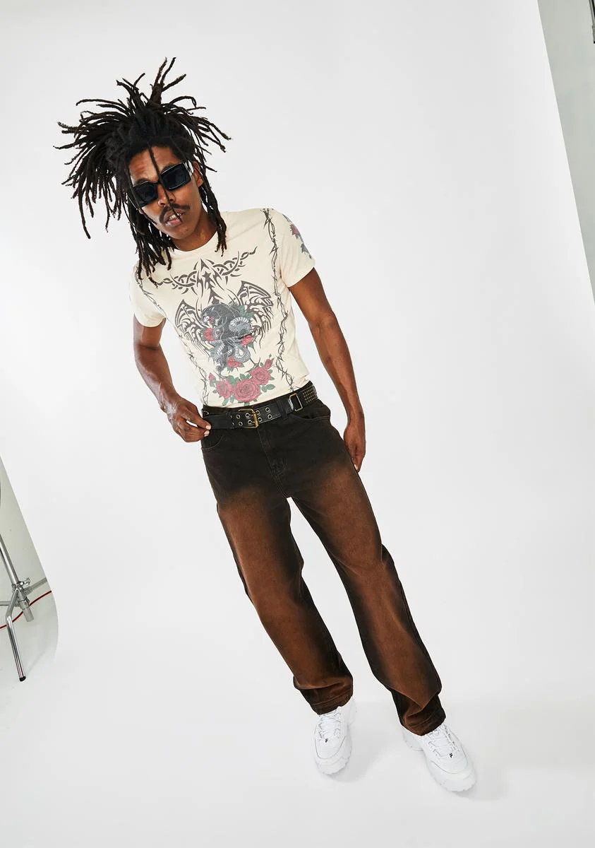 Beige Tattoo Graphic Tee - Image 3