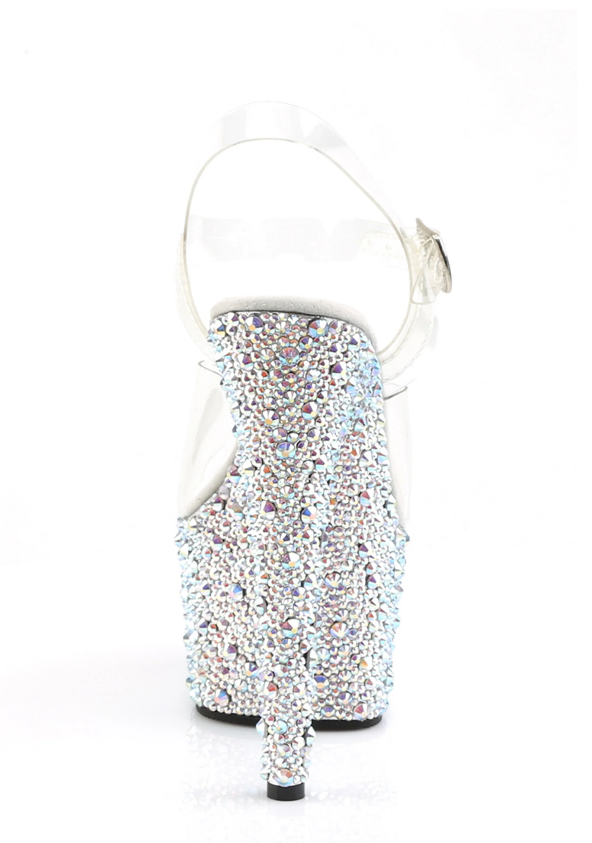 Bejeweled-708DM Platform Ankle Strap Sandals-Silver - Image 4
