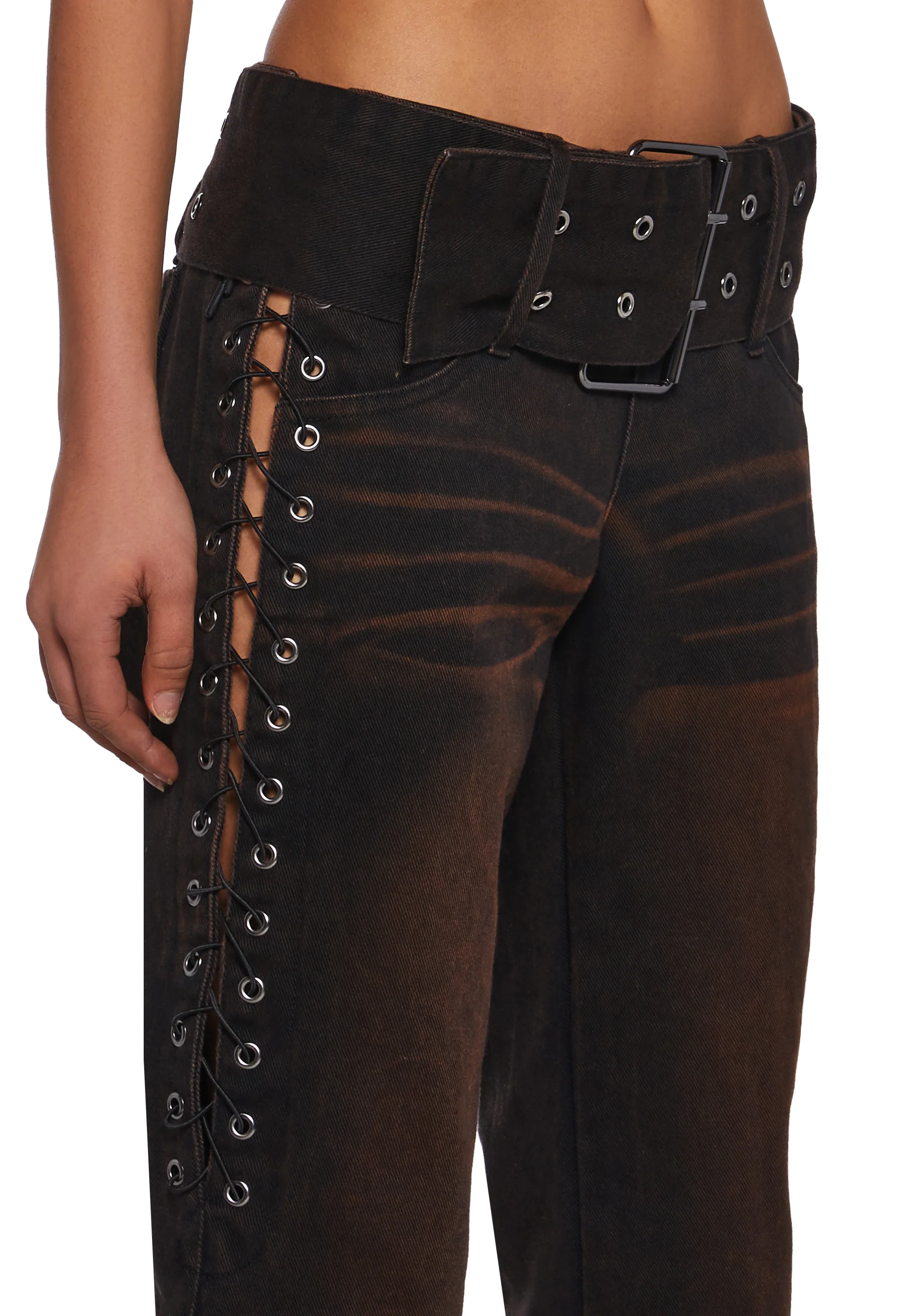 Belted Distressed Pants - Image 5