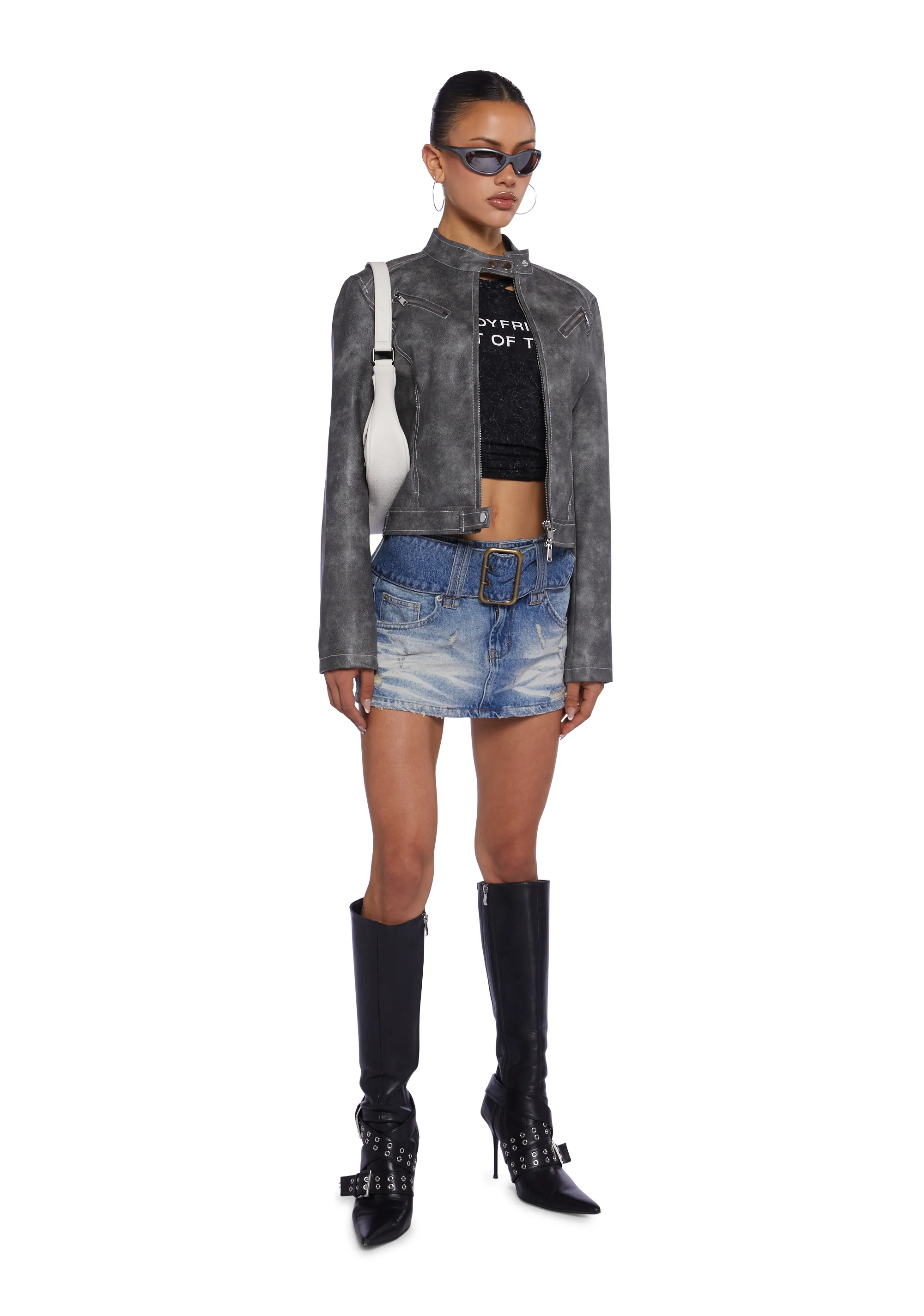 Belted Mini Skirt - Denim - Image 3