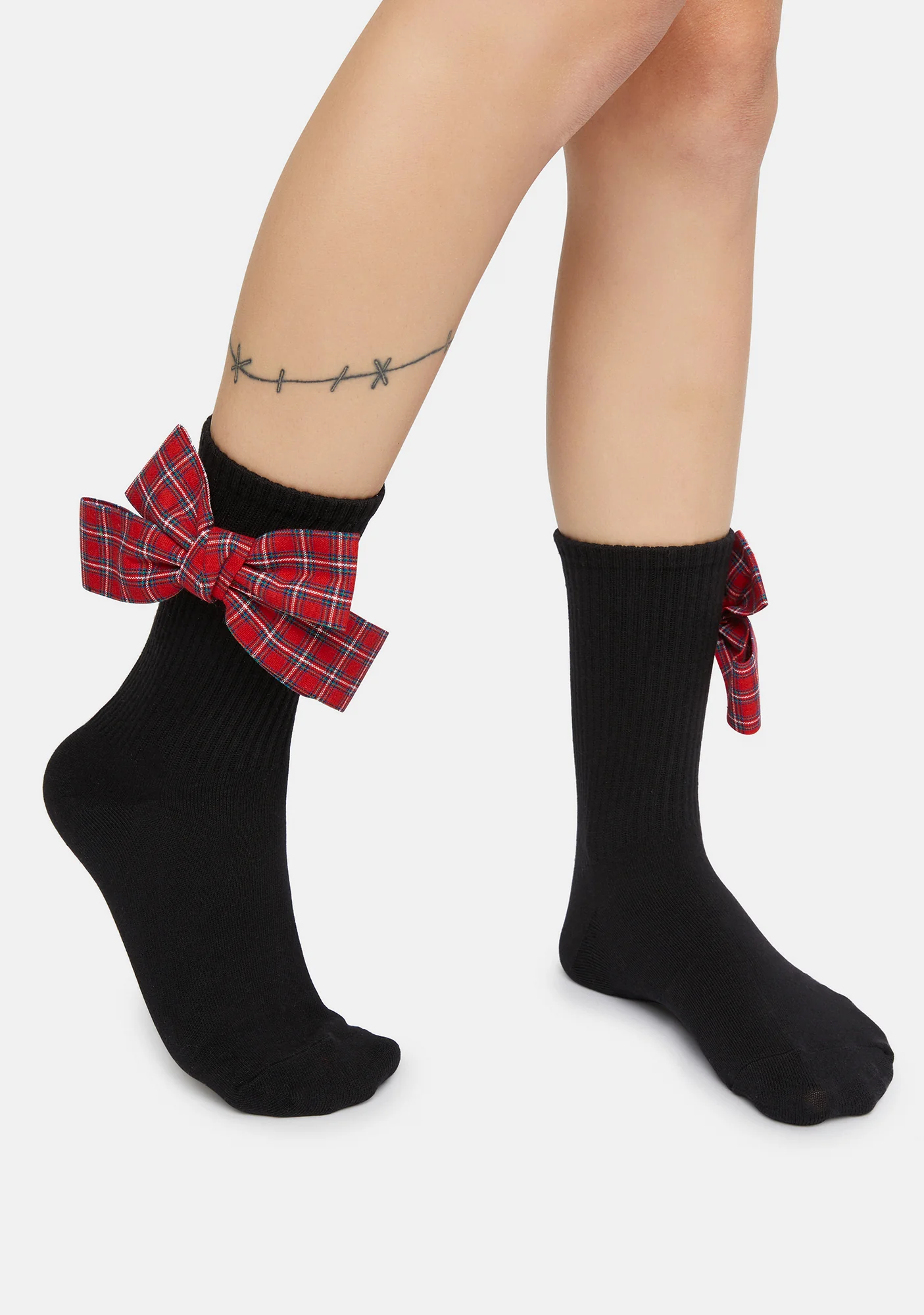 Bend The Rules Plaid Bow Crew Socks - Image 2