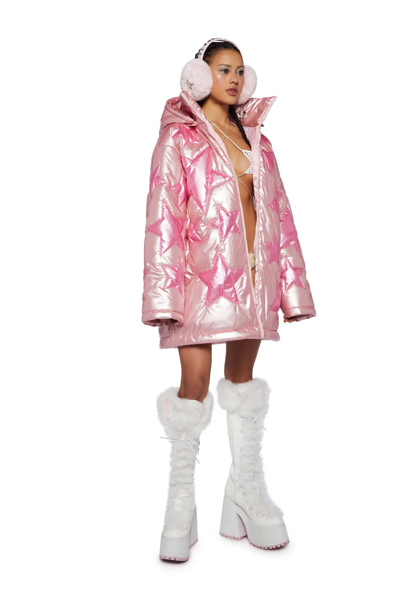 Beyond The Stars Puffer Jacket- Pink - Image 2