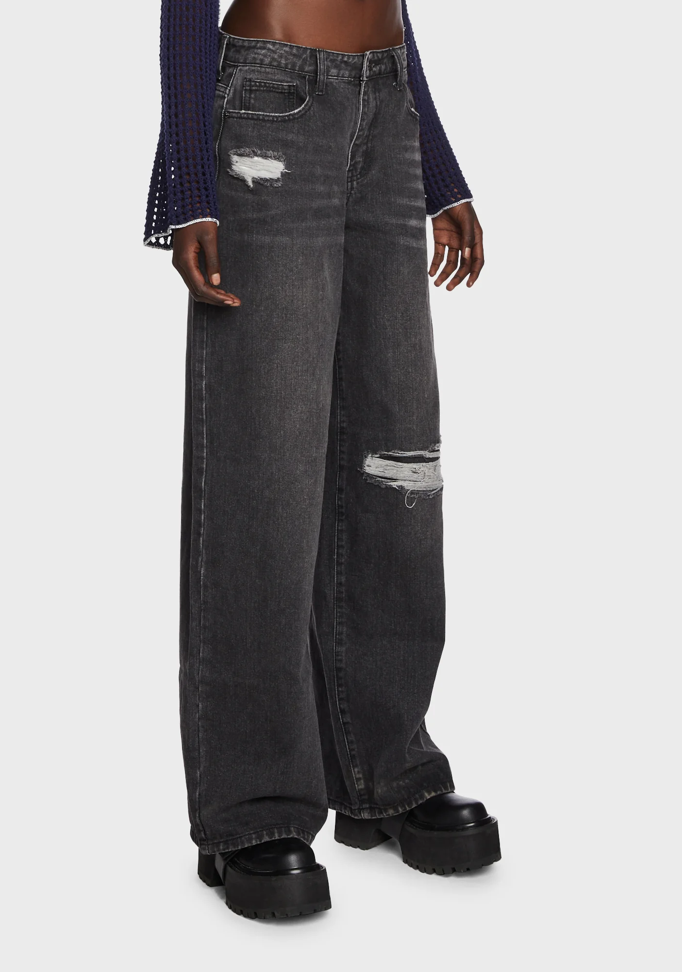 Black Baggy Ripped Jeans - Image 3