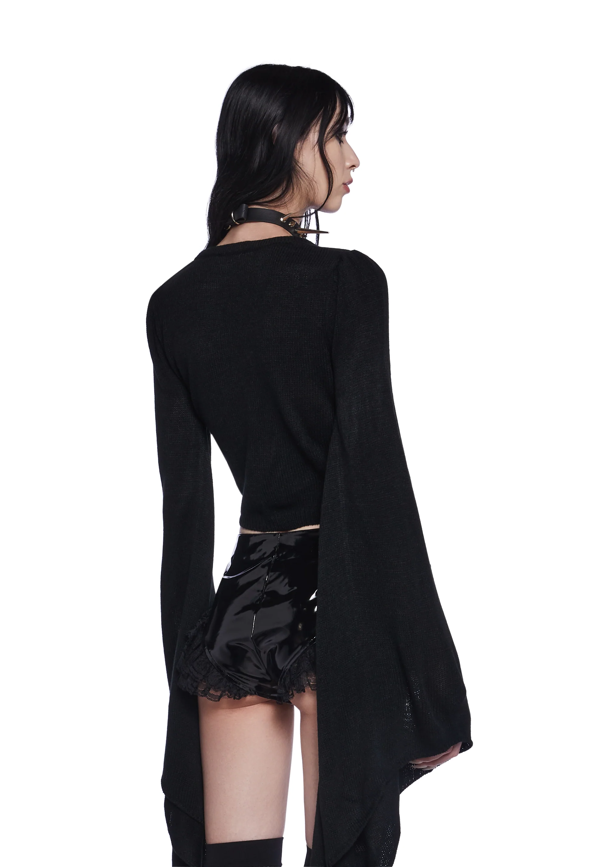 Black Balloon Knit Cardigan - Image 3