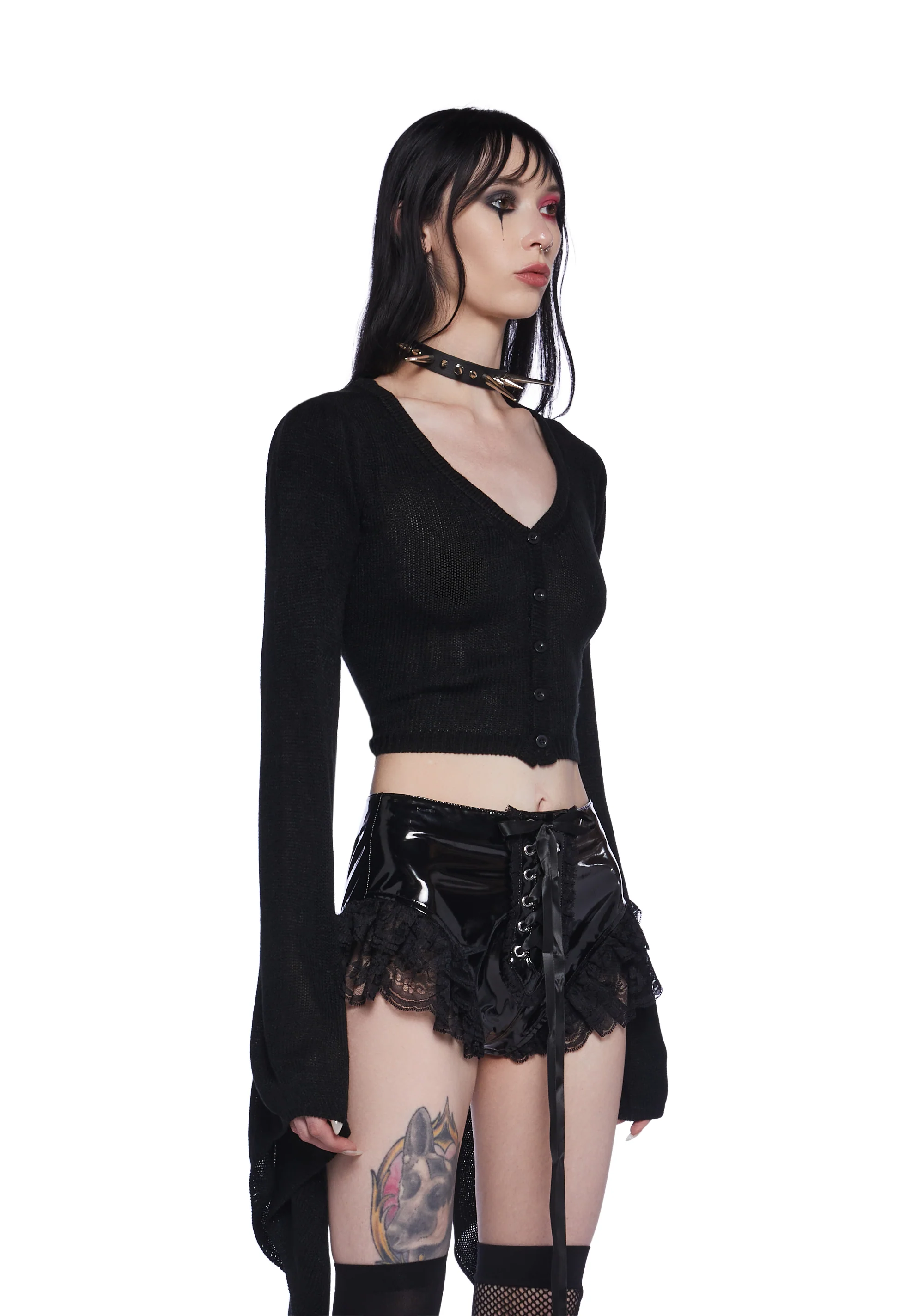 Black Balloon Knit Cardigan - Image 4
