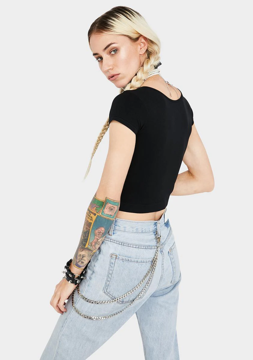 Black Cap Sleeve Seamless Cami Tee - Image 4