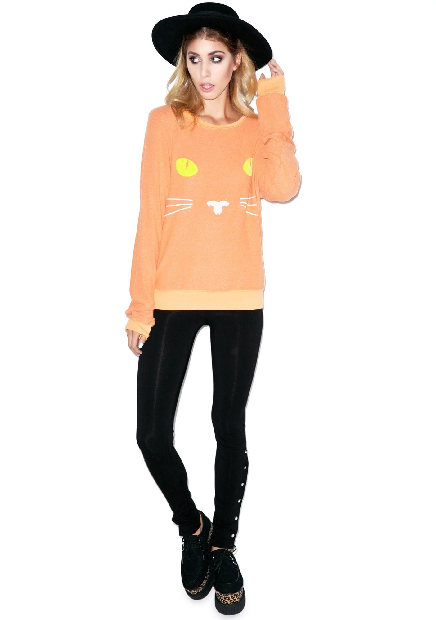 Black Cat Baggy Beach Jumper - Orange - Image 4