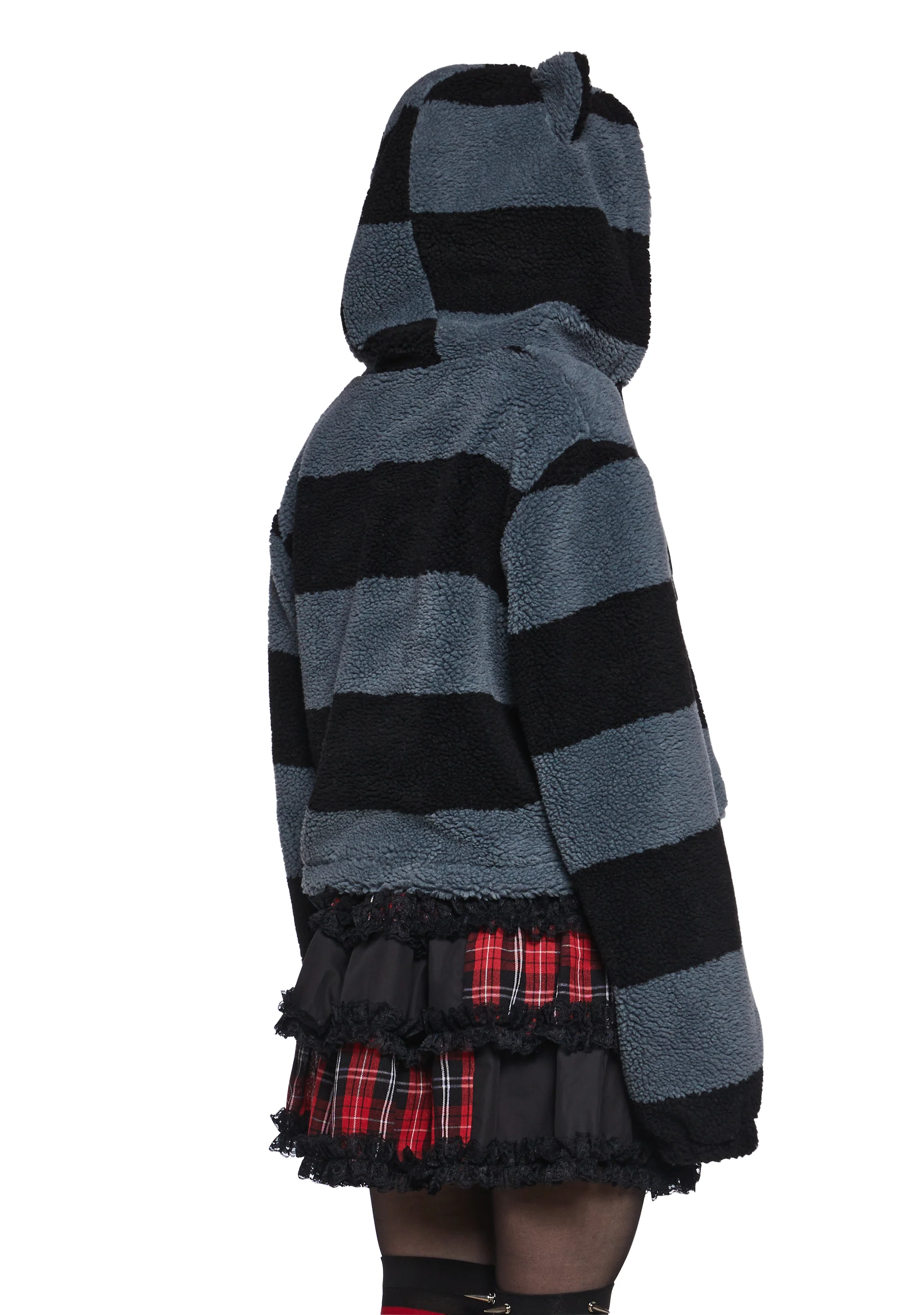 Black Cat Energy Hooded Sherpa Jacket - Image 4