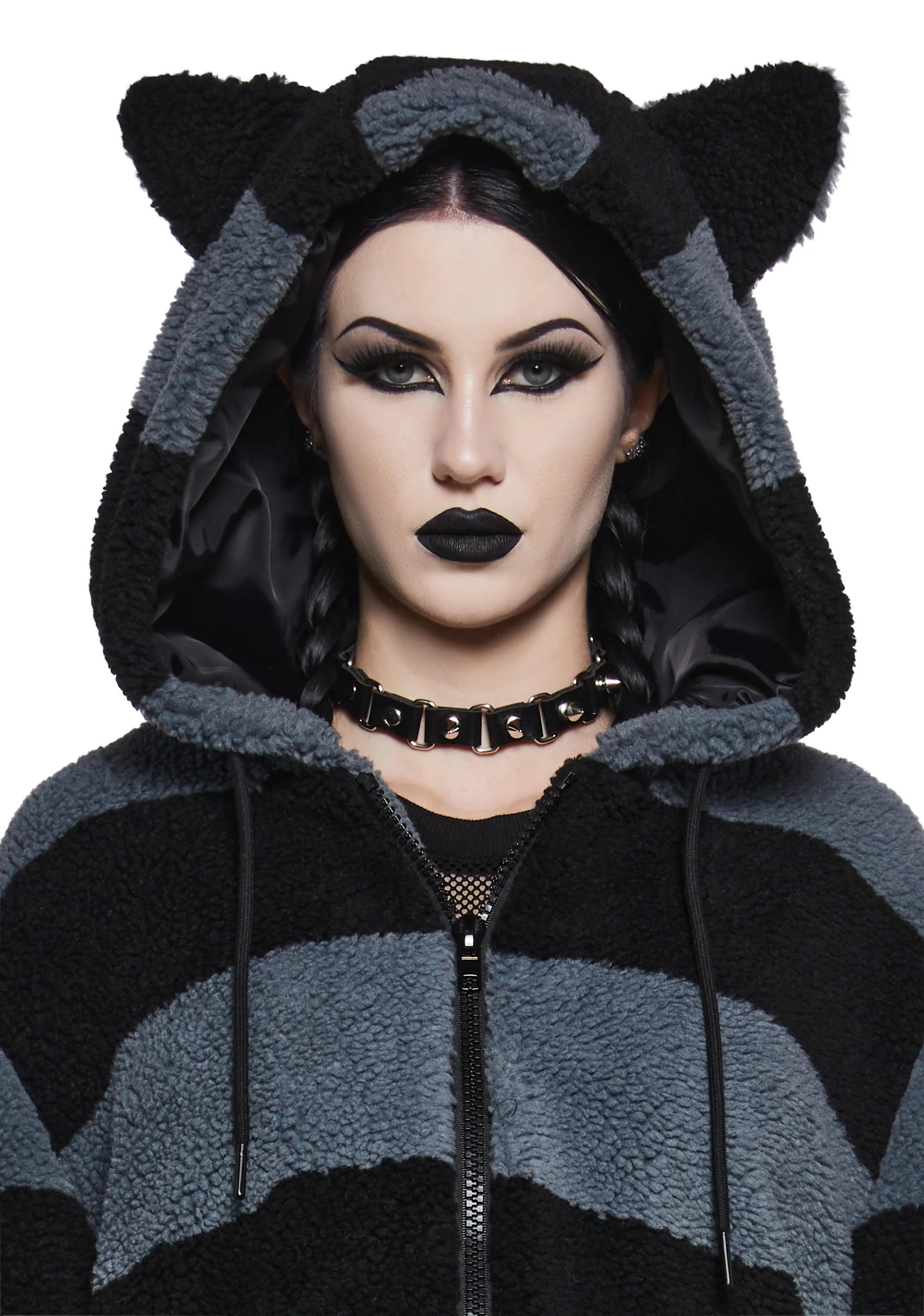 Black Cat Energy Hooded Sherpa Jacket - Image 5