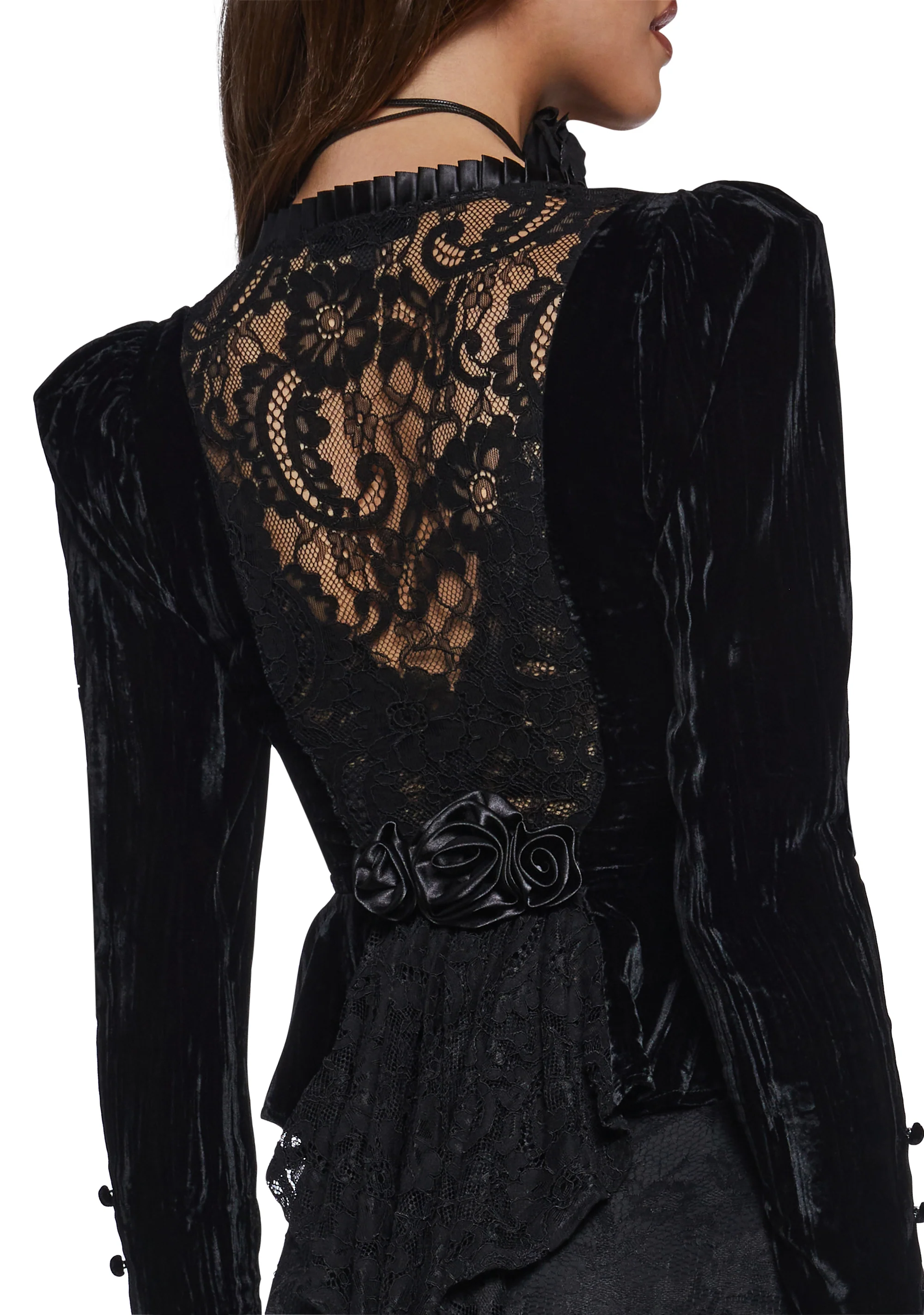 Crushed Velvet Jacket With Lace Back - Image 5