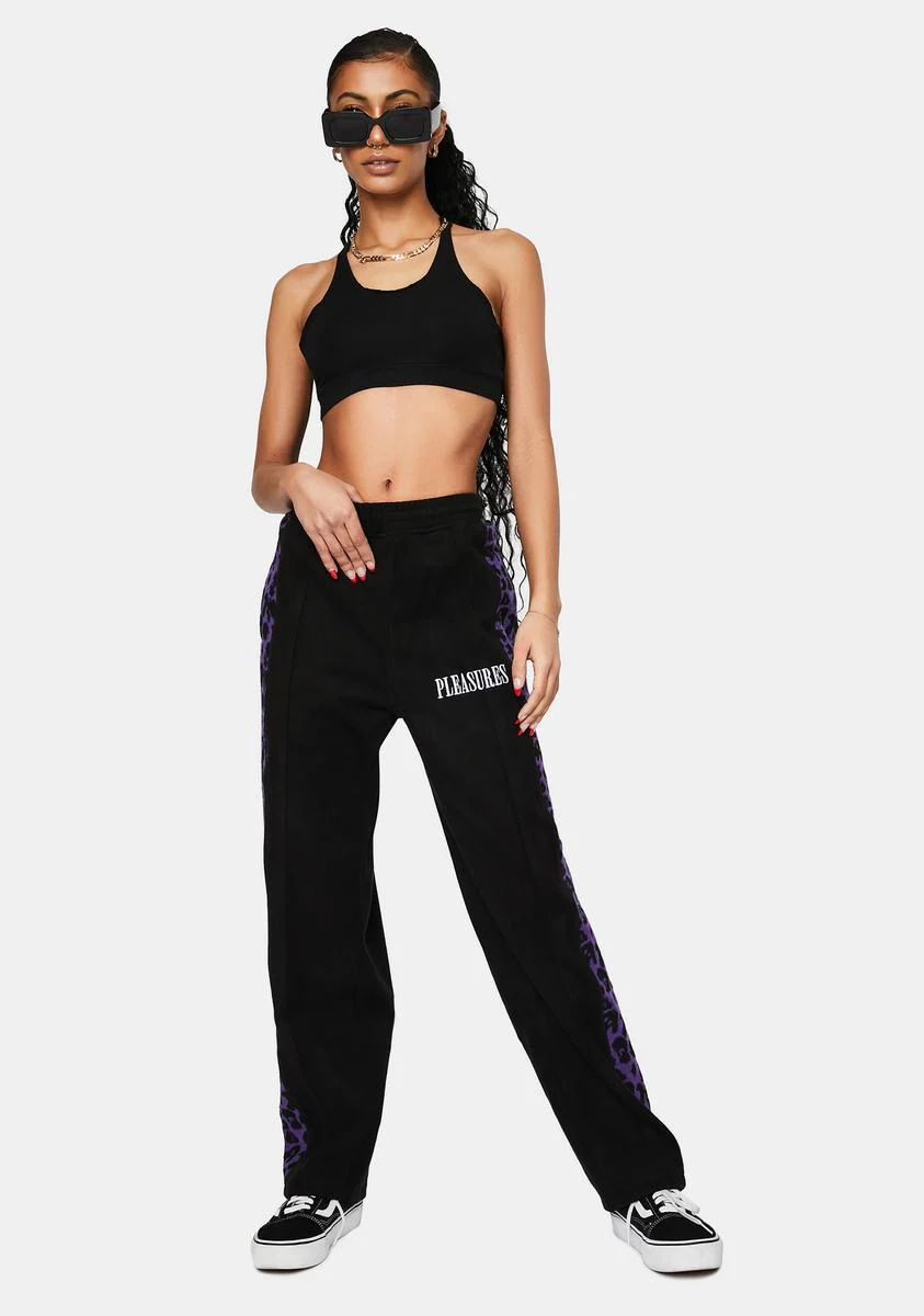 Black Memories Leopard Velour Pants - Image 3