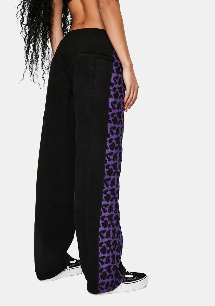 Black Memories Leopard Velour Pants - Image 4
