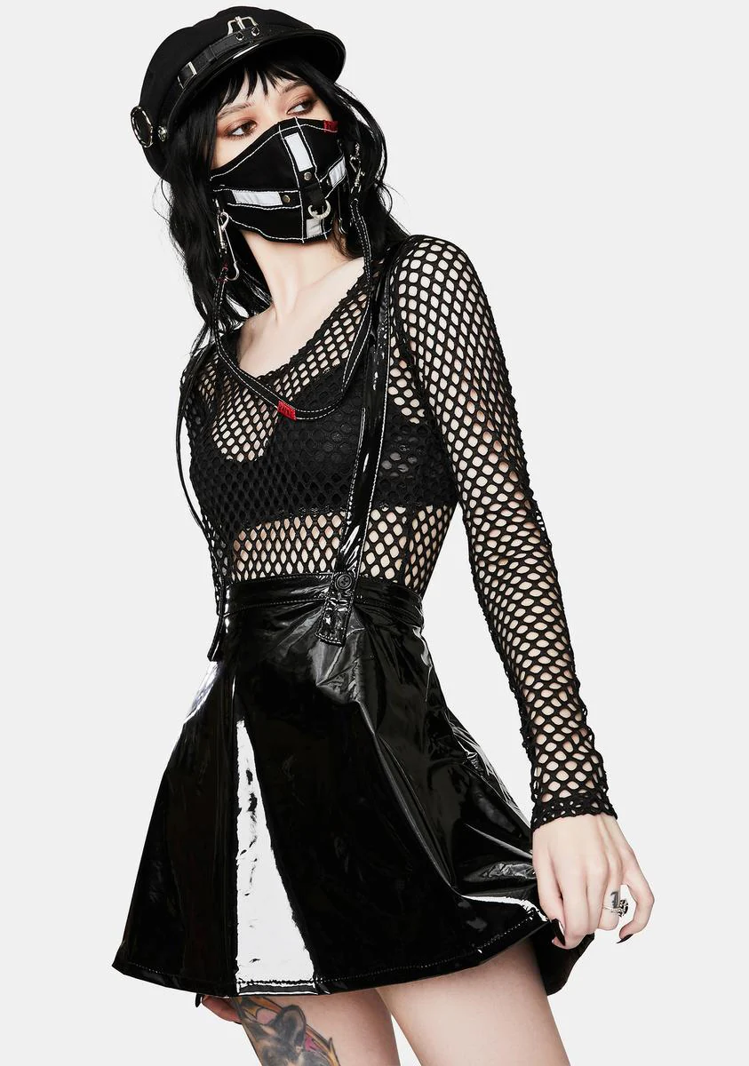 Black PVC Suspender Skirt - Image 2