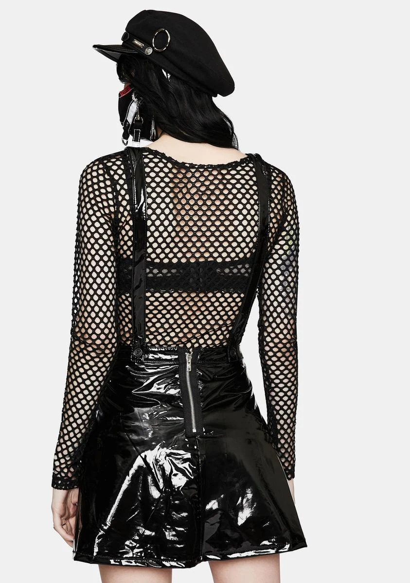 Black PVC Suspender Skirt - Image 4