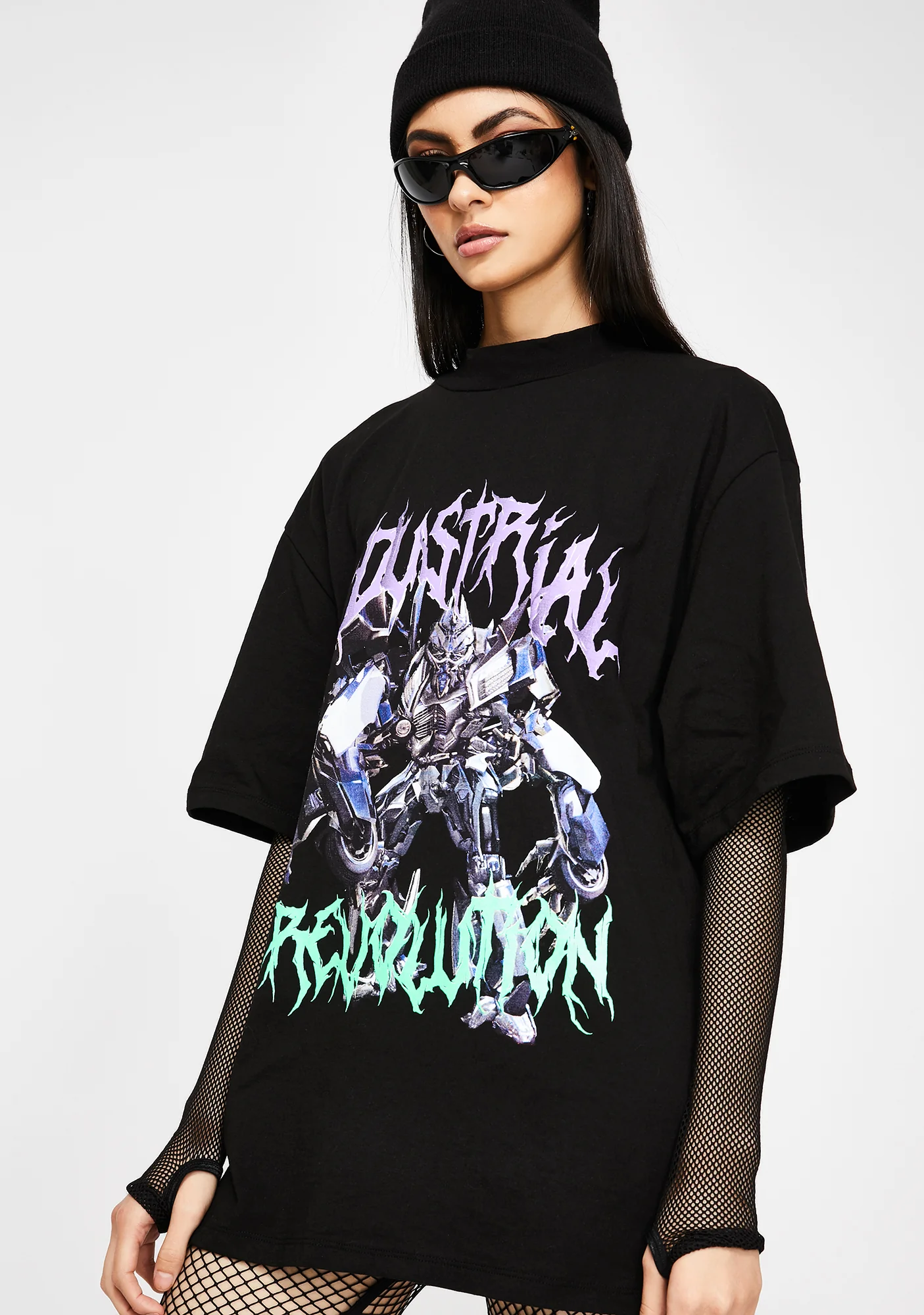 Black Revolution Robot Print T-Shirt - Image 2