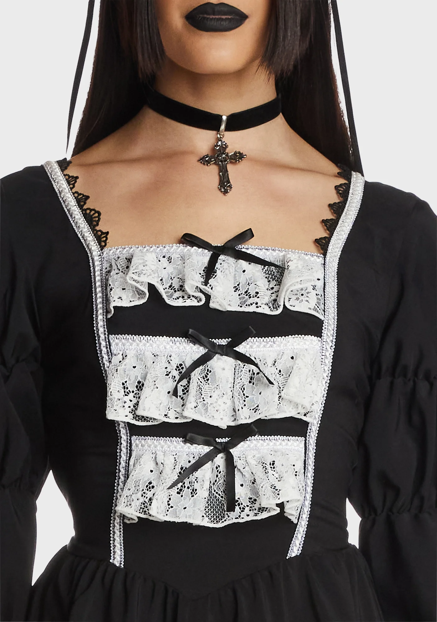 Black White Frilly Doll Dress - Image 2