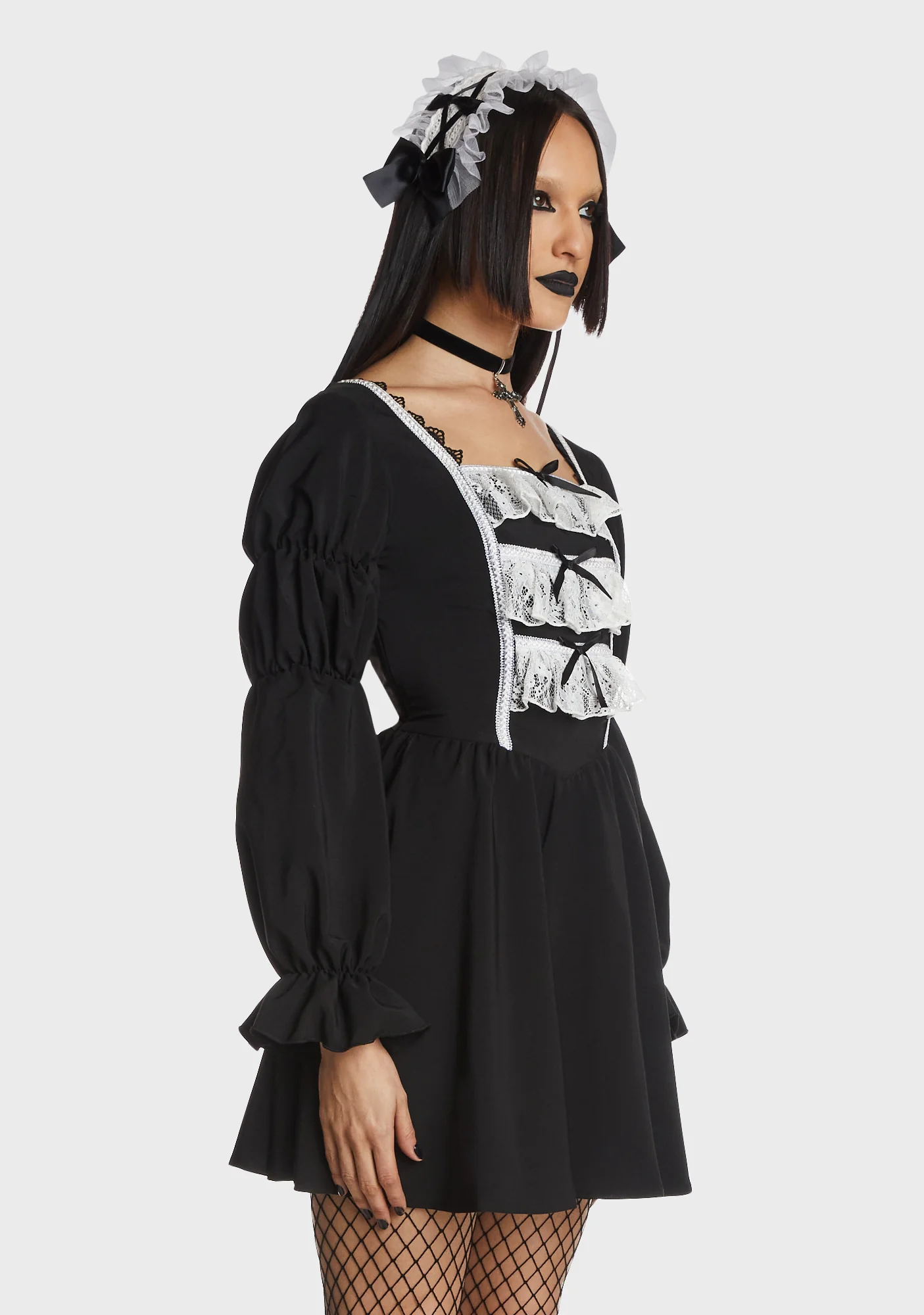 Black White Frilly Doll Dress - Image 4