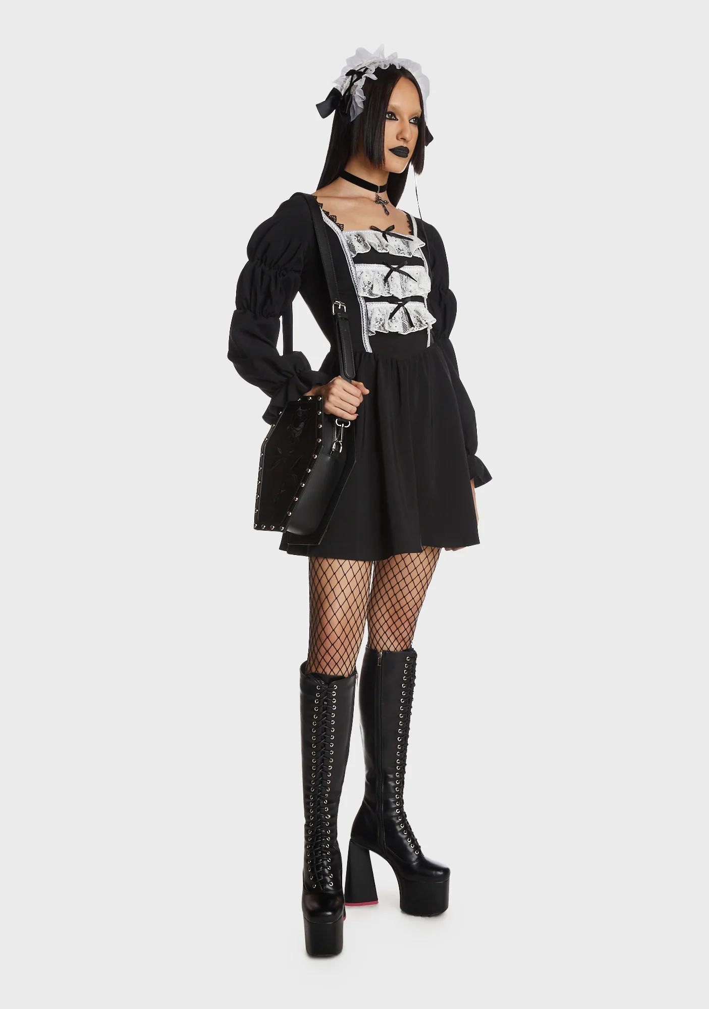 Black White Frilly Doll Dress - Image 5
