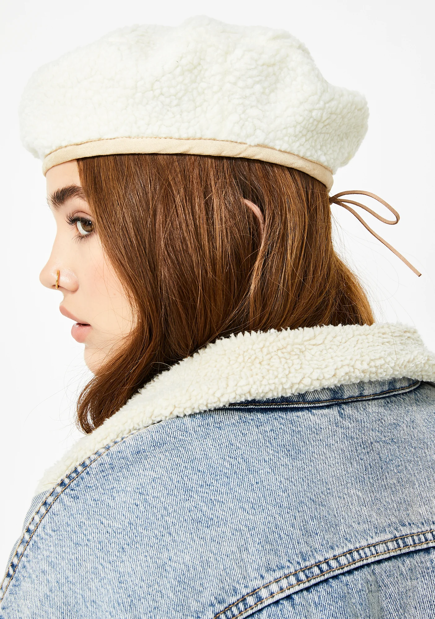 Blanc Baby Don't Herd Me Sherpa Beret - Image 3