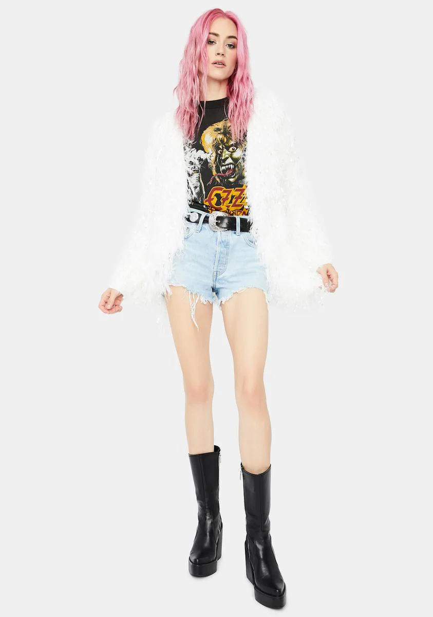 Blanc Out All Night Fringe Cardigan - Image 3