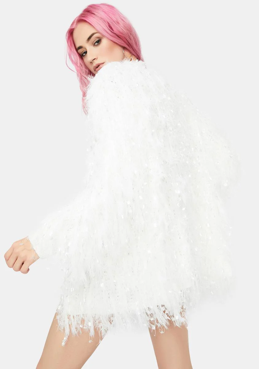 Blanc Out All Night Fringe Cardigan - Image 4