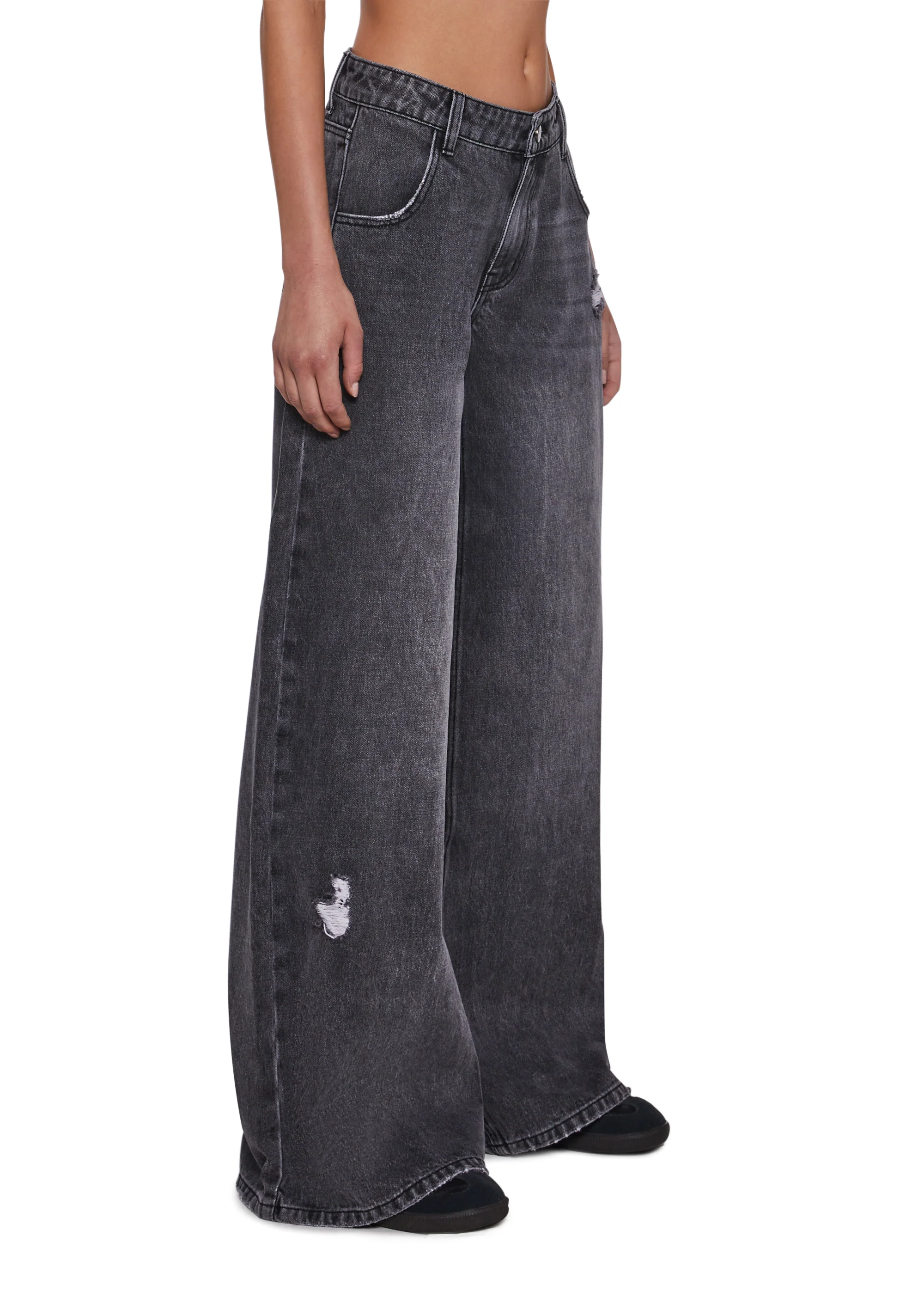 Sinful Attitude Wide Leg Jeans - Dark Grey - Image 3