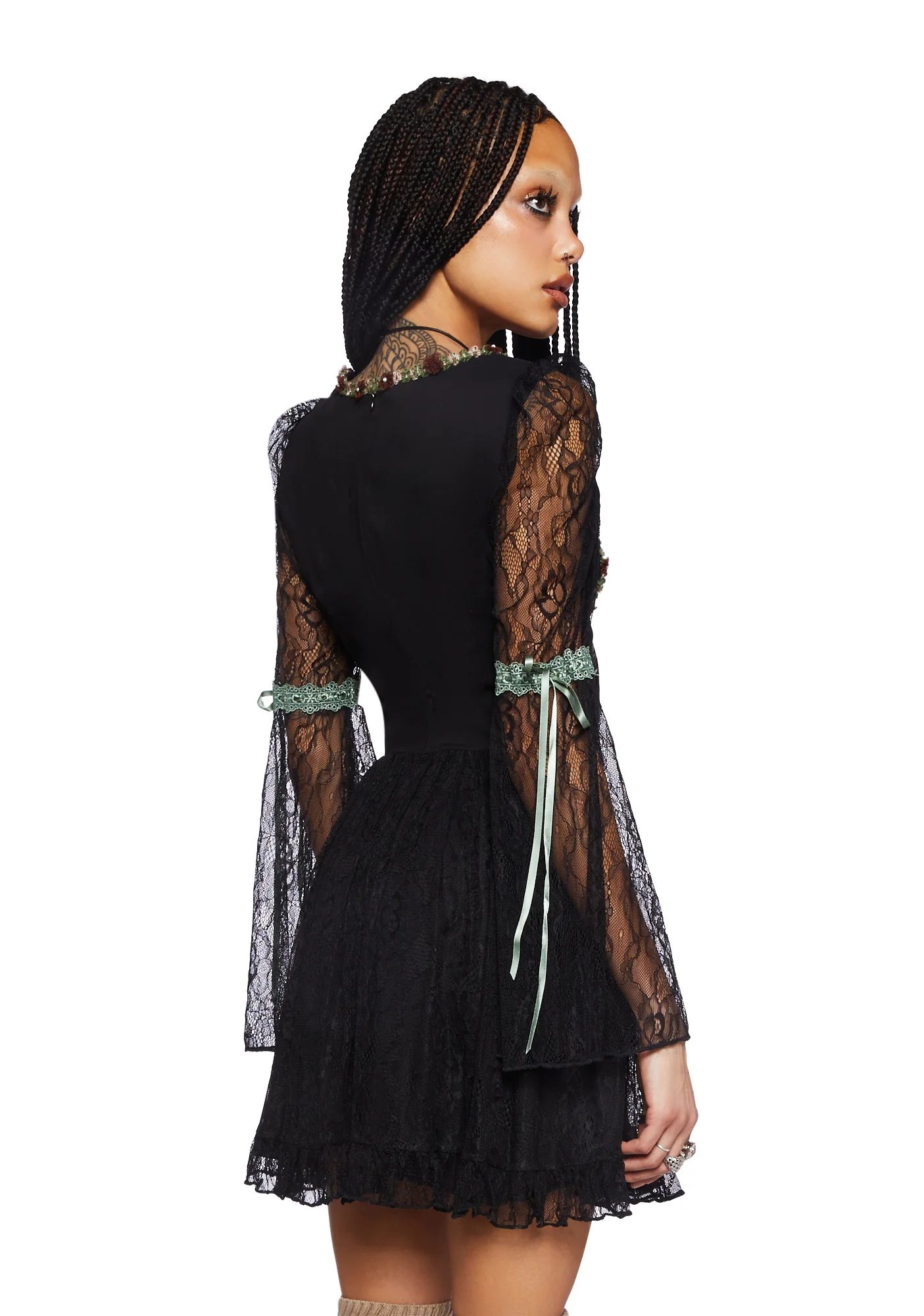 Myths N' Legends Mini Dress - Black Lace - Image 4