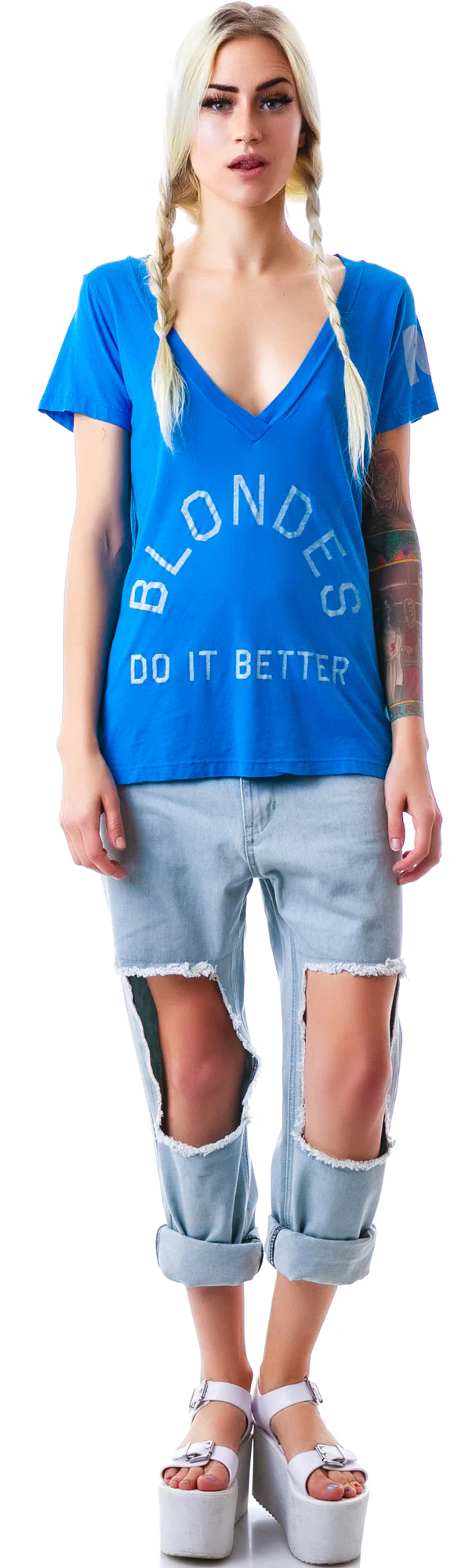 Blondes Do It Classic V Neck Tee - Image 4