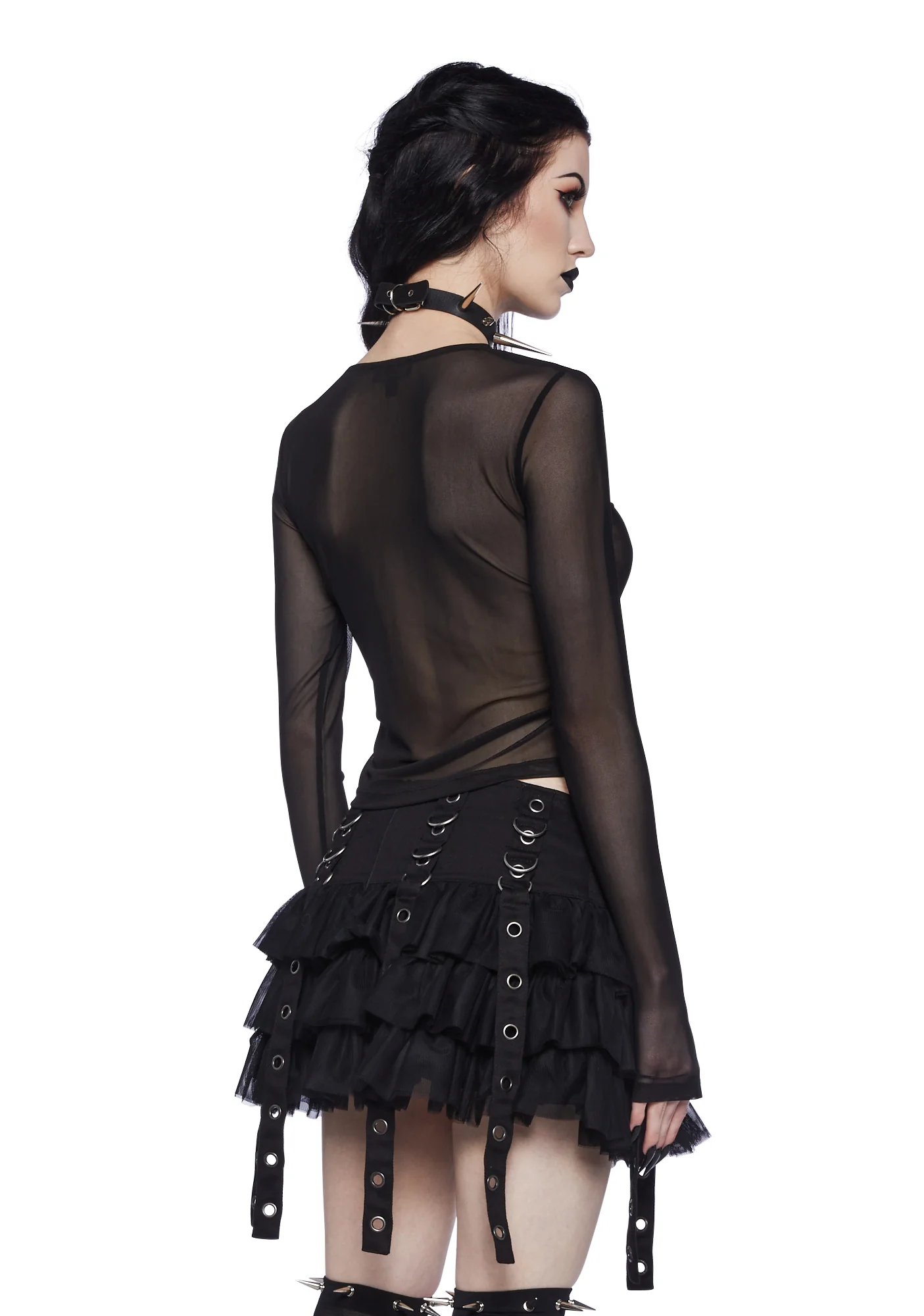 Blood Moon Rising Mesh Top - Black - Image 4