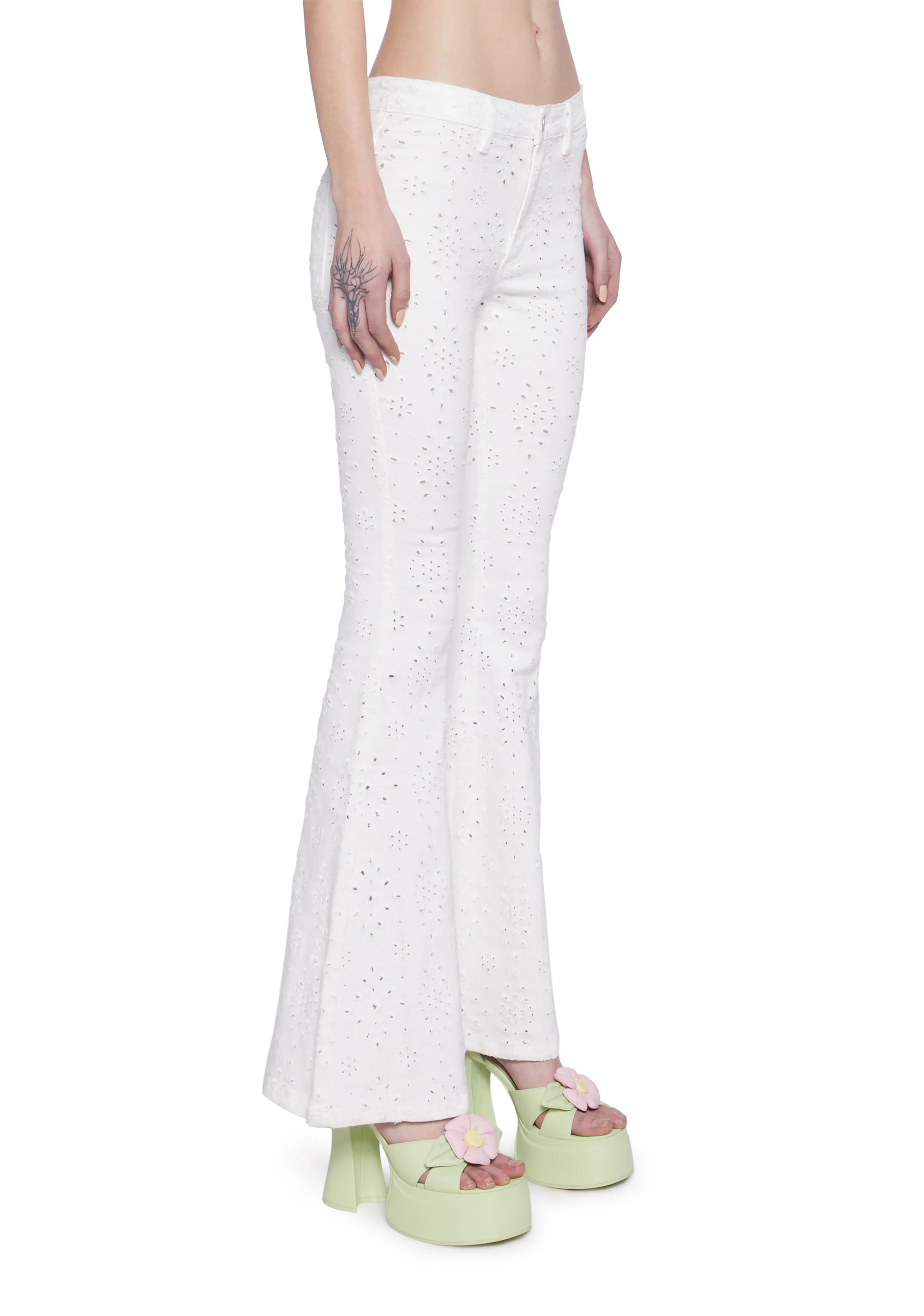 Blooming Fields Eyelet Flare Pants - Image 4