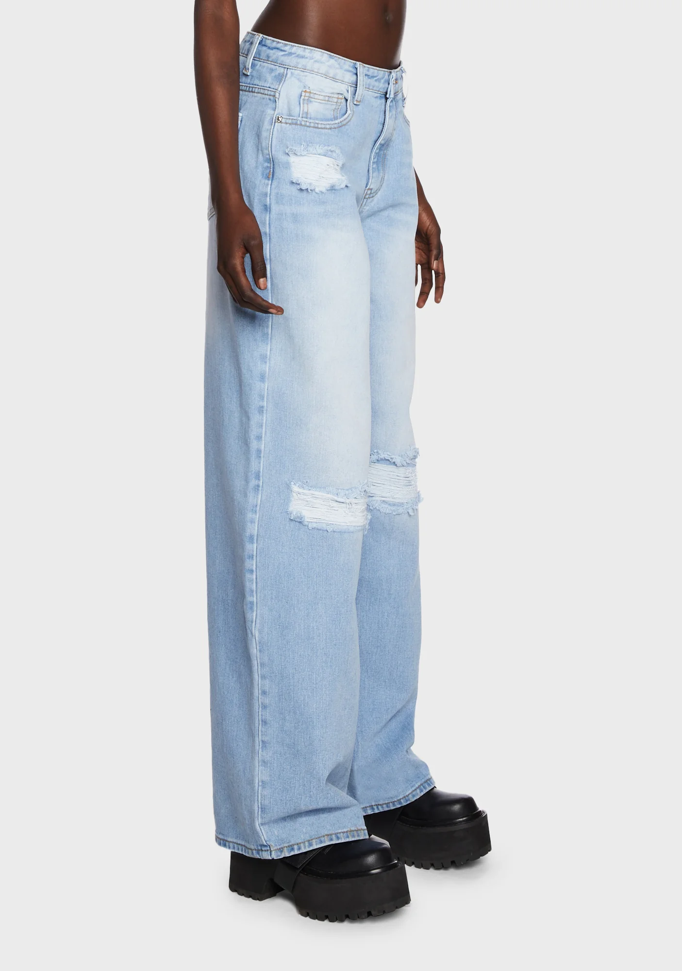 Blue Baggy Ripped Jeans - Image 3