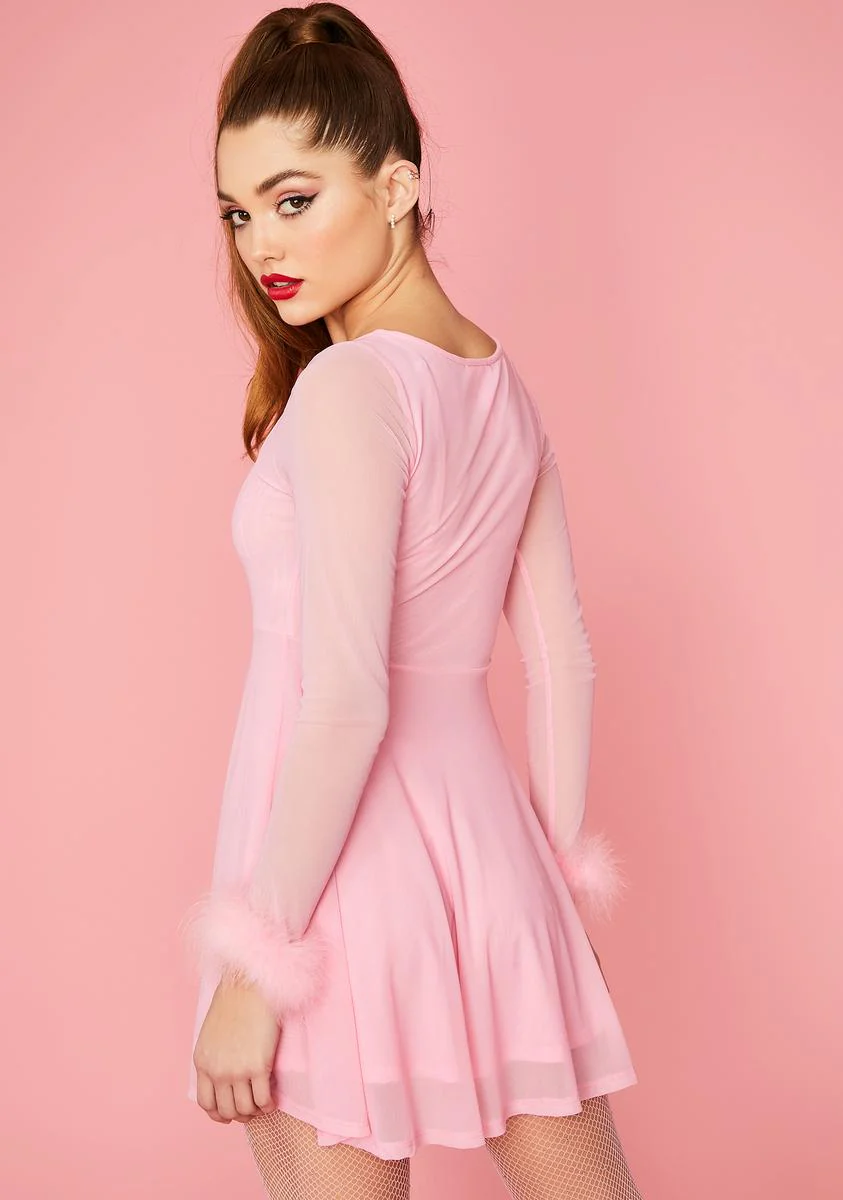 Blush Flirty Lifestyle Marabou Flare Dress - Image 4