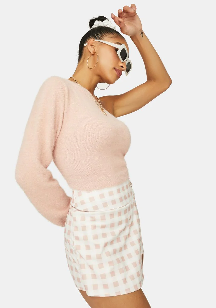 Blushing For You Fuzzy One Sleeve Sweater - Image 2