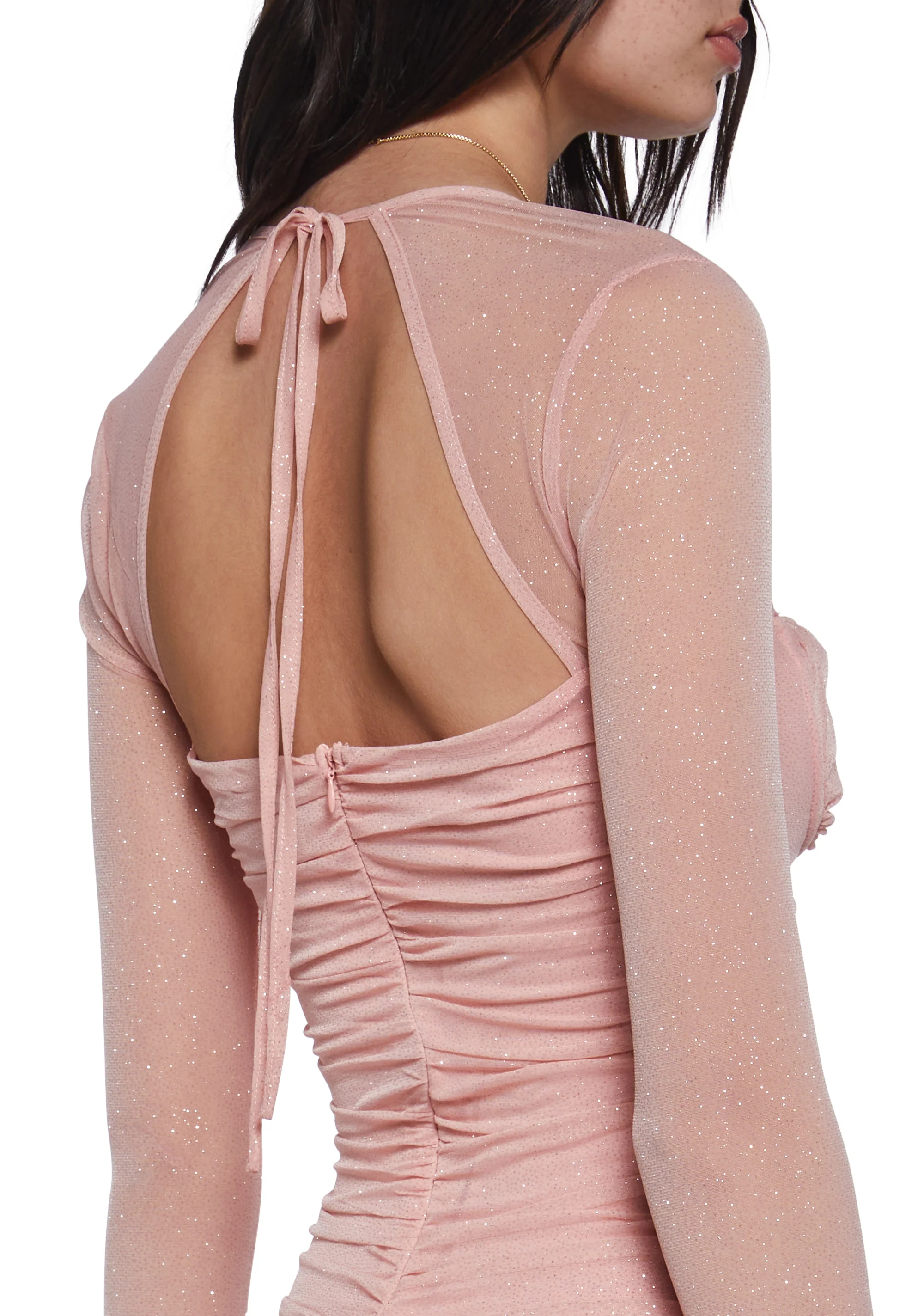 Shimmer Glimpses Long Sleeve Dress - Pink - Image 5