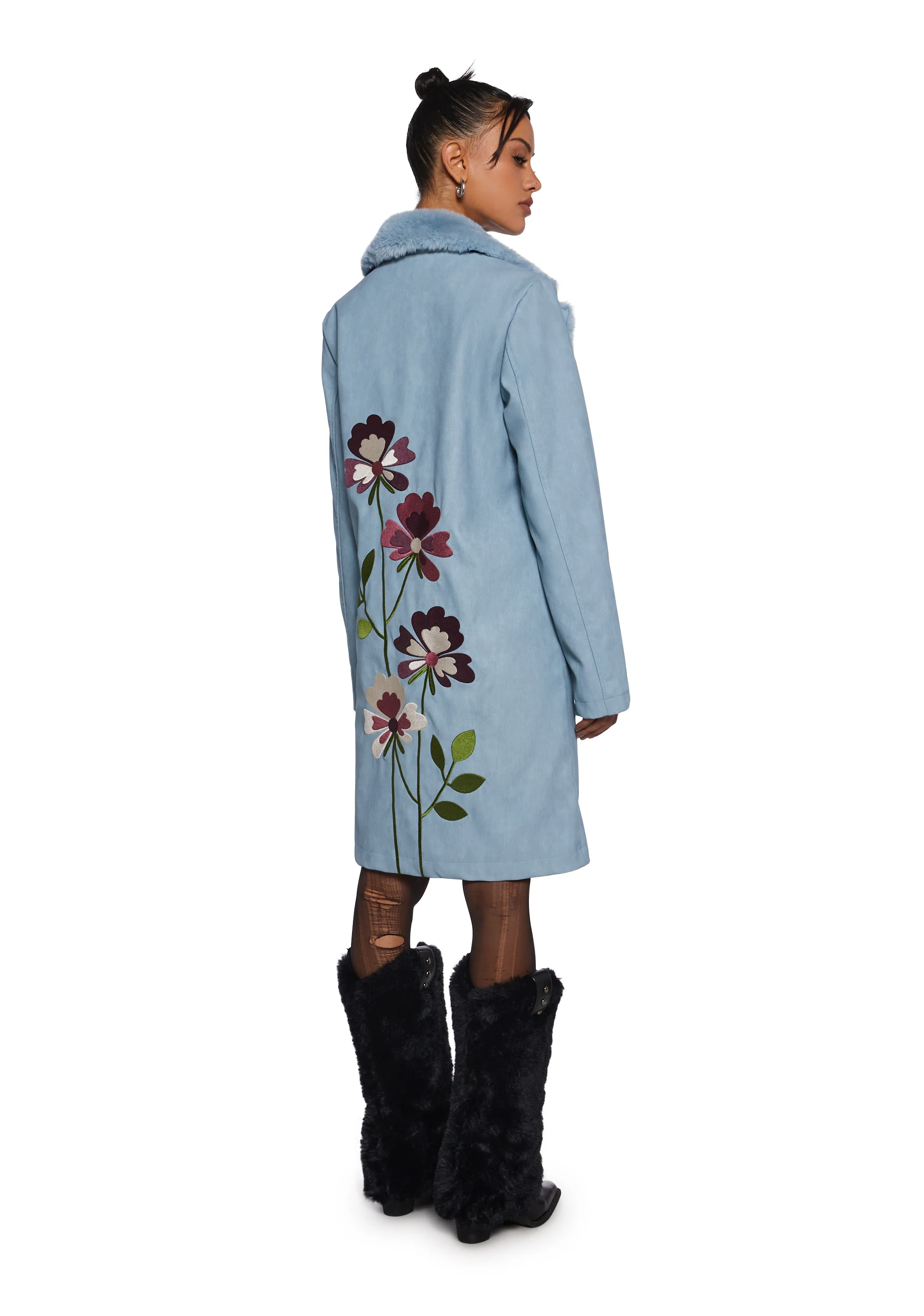 Bohemian Dreamscape Faux Suede Coat - Image 4