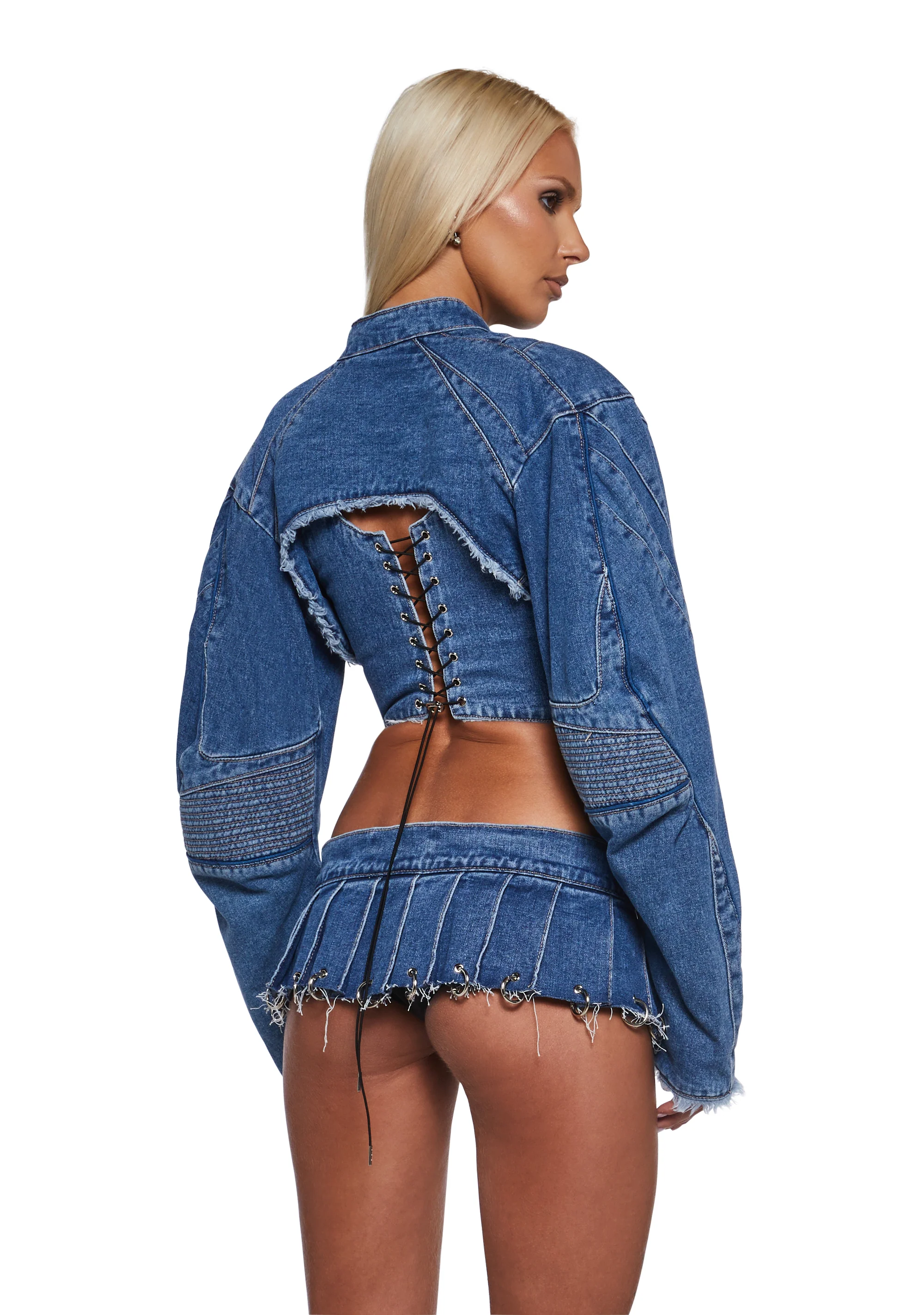 XTC Denim Choker Jacket - Blue - Image 4