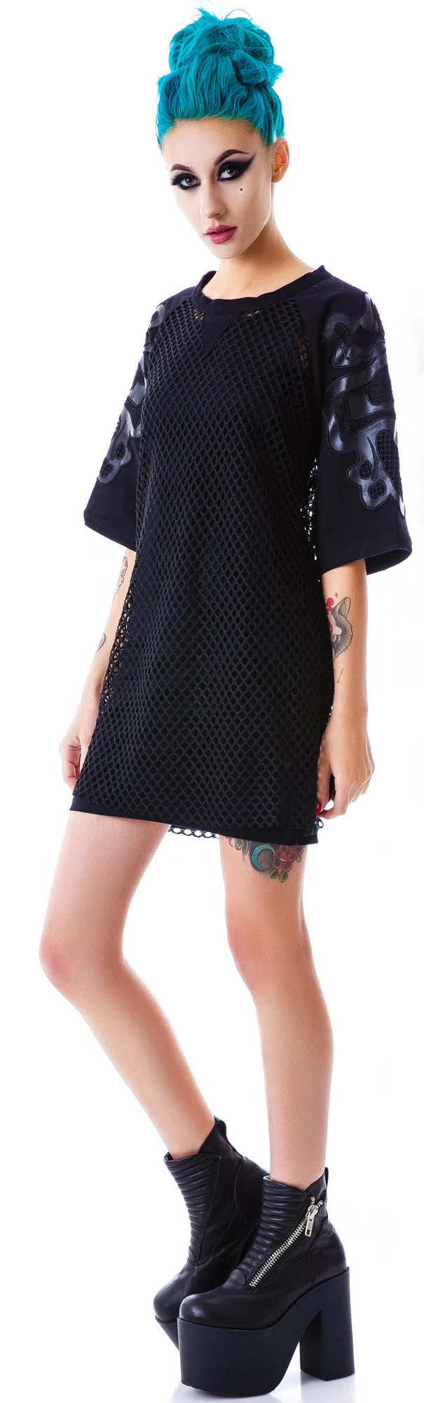 Bone Me Mesh Jersey Dress - Black - Image 10