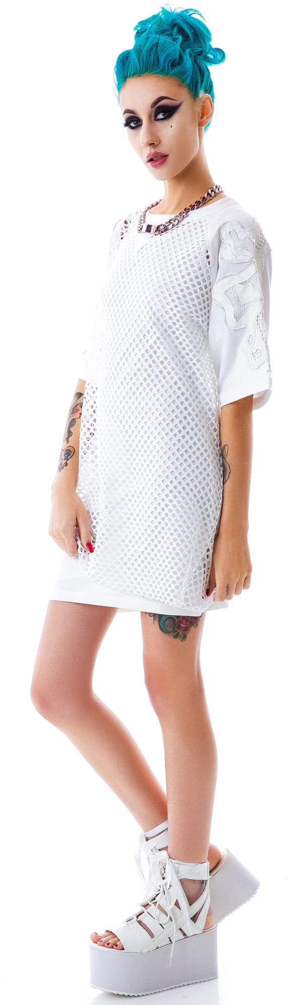 Bone Me Mesh Jersey Dress - Black - Image 2