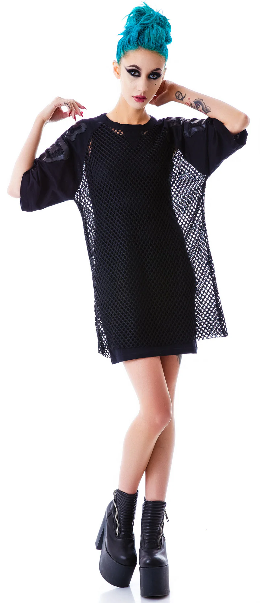 Bone Me Mesh Jersey Dress - Black - Image 8