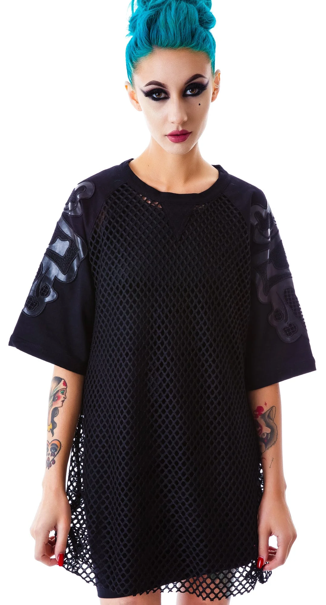 Bone Me Mesh Jersey Dress - Black - Image 9