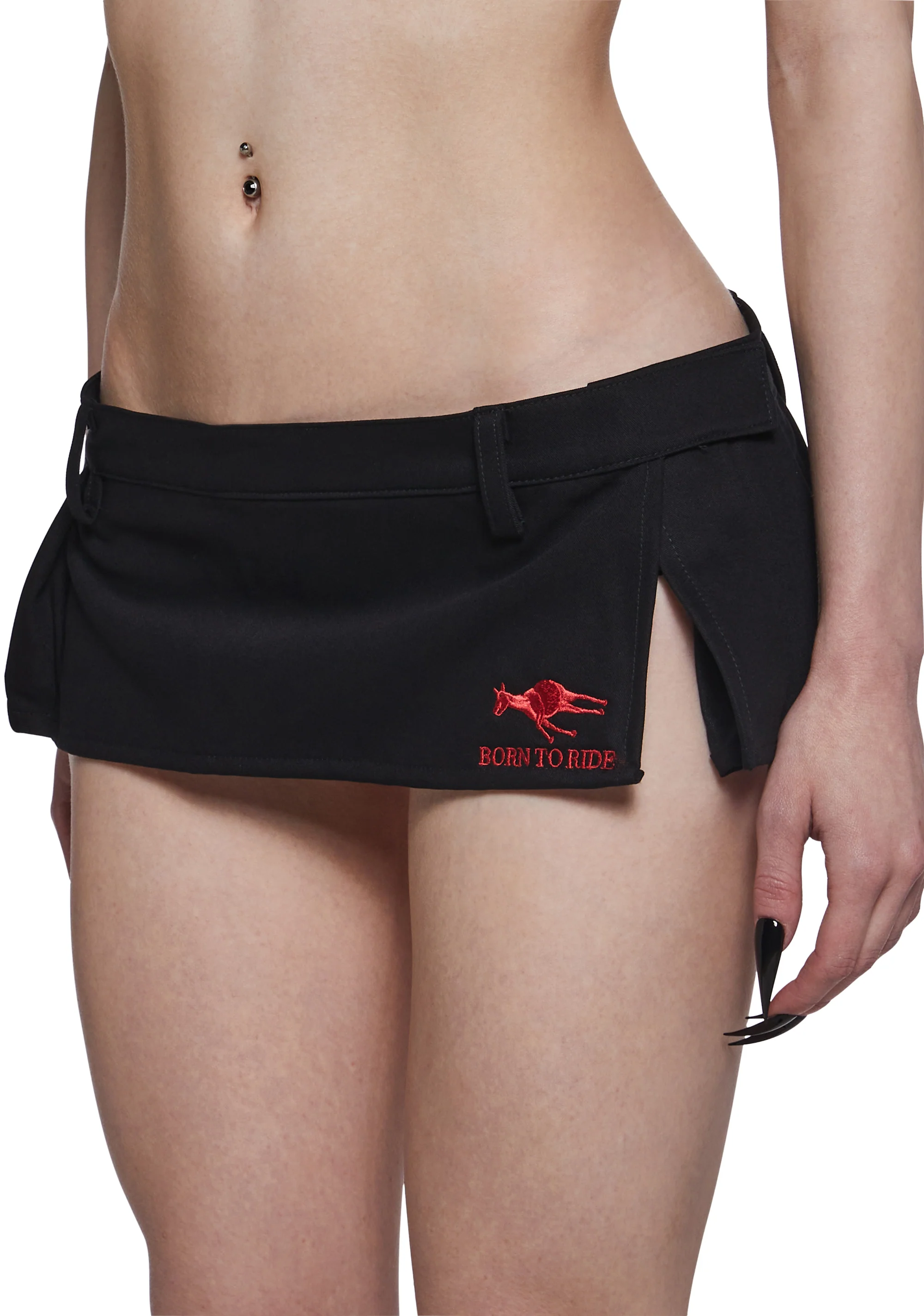 Born To Ride Pleated Ultra Mini Skirt - Black - Image 6