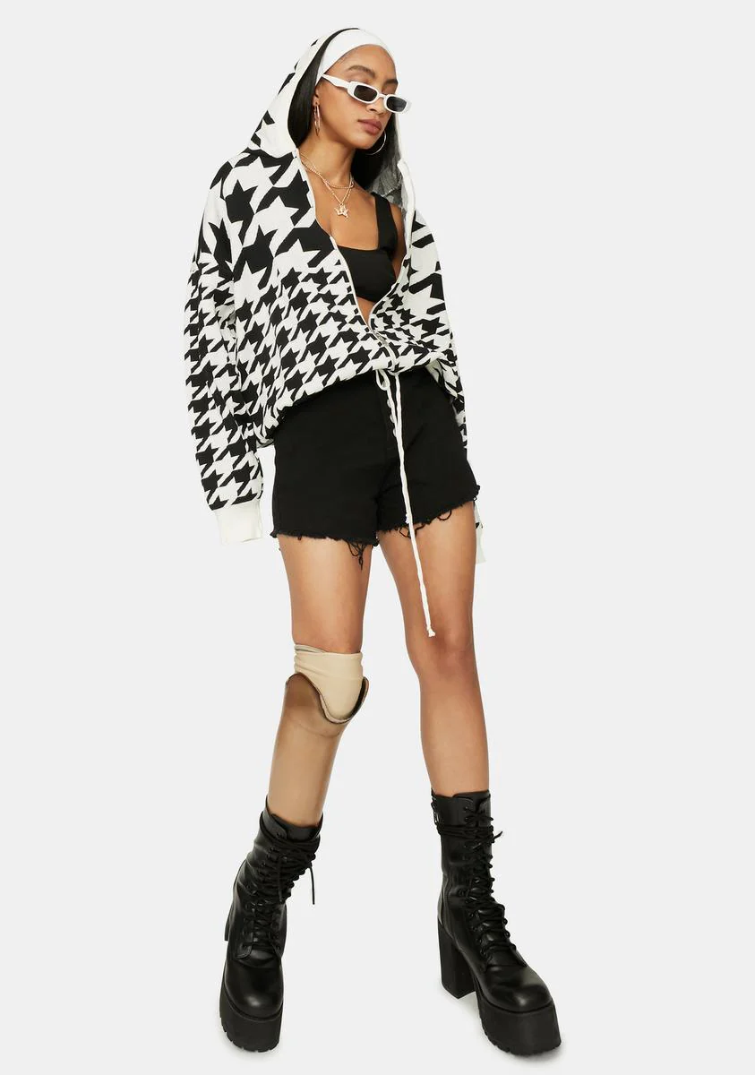Bossy Vibes Houndstooth Zip Up Jacket - Image 3