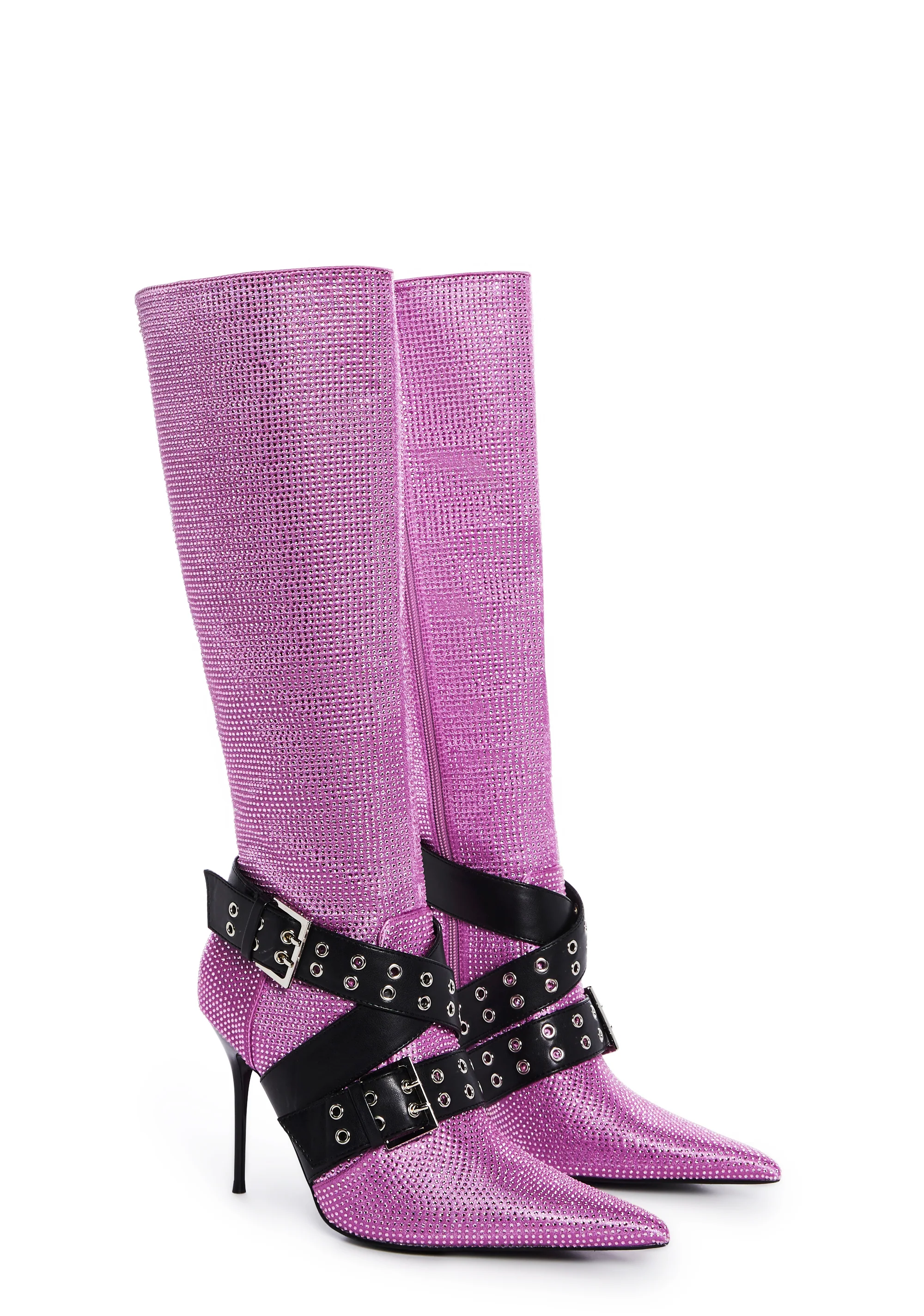 Boulevard Knee High Boots - Pink Bling - Image 3