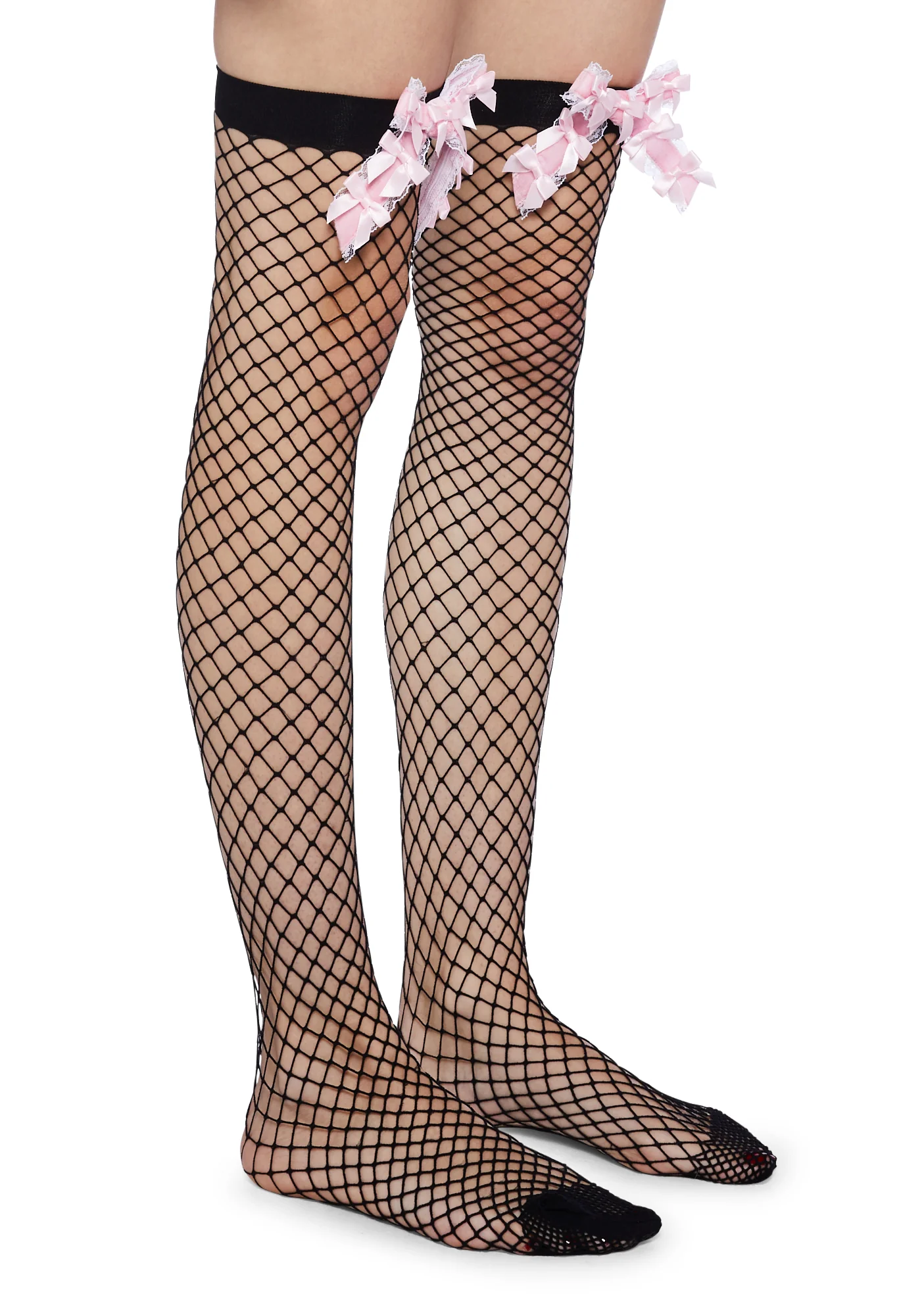 Bow N’ Beam Fishnet Thigh High Socks - Image 3
