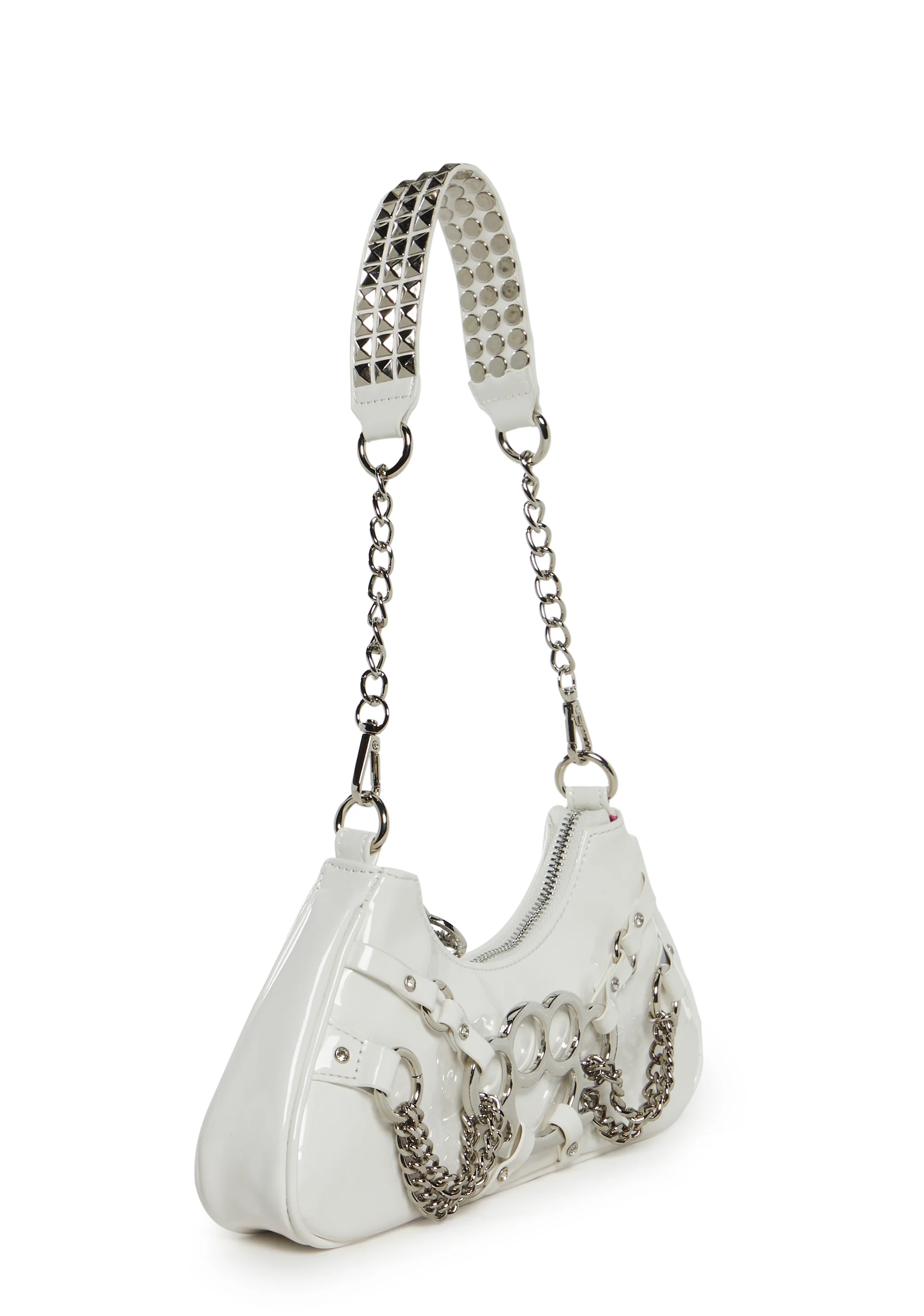 Ciska Brass Knuckle Shoulder Bag - White - Image 3