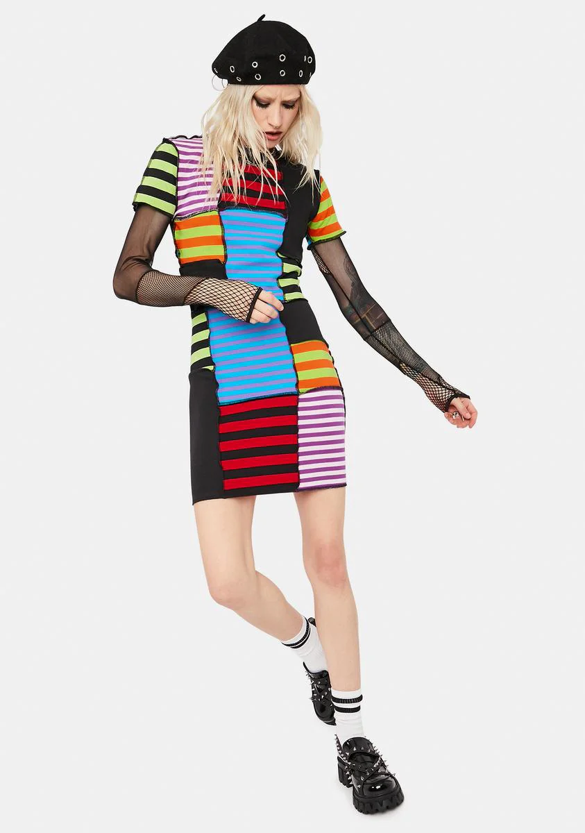 Breaker Patchwork Stripe Crop Top - Image 3